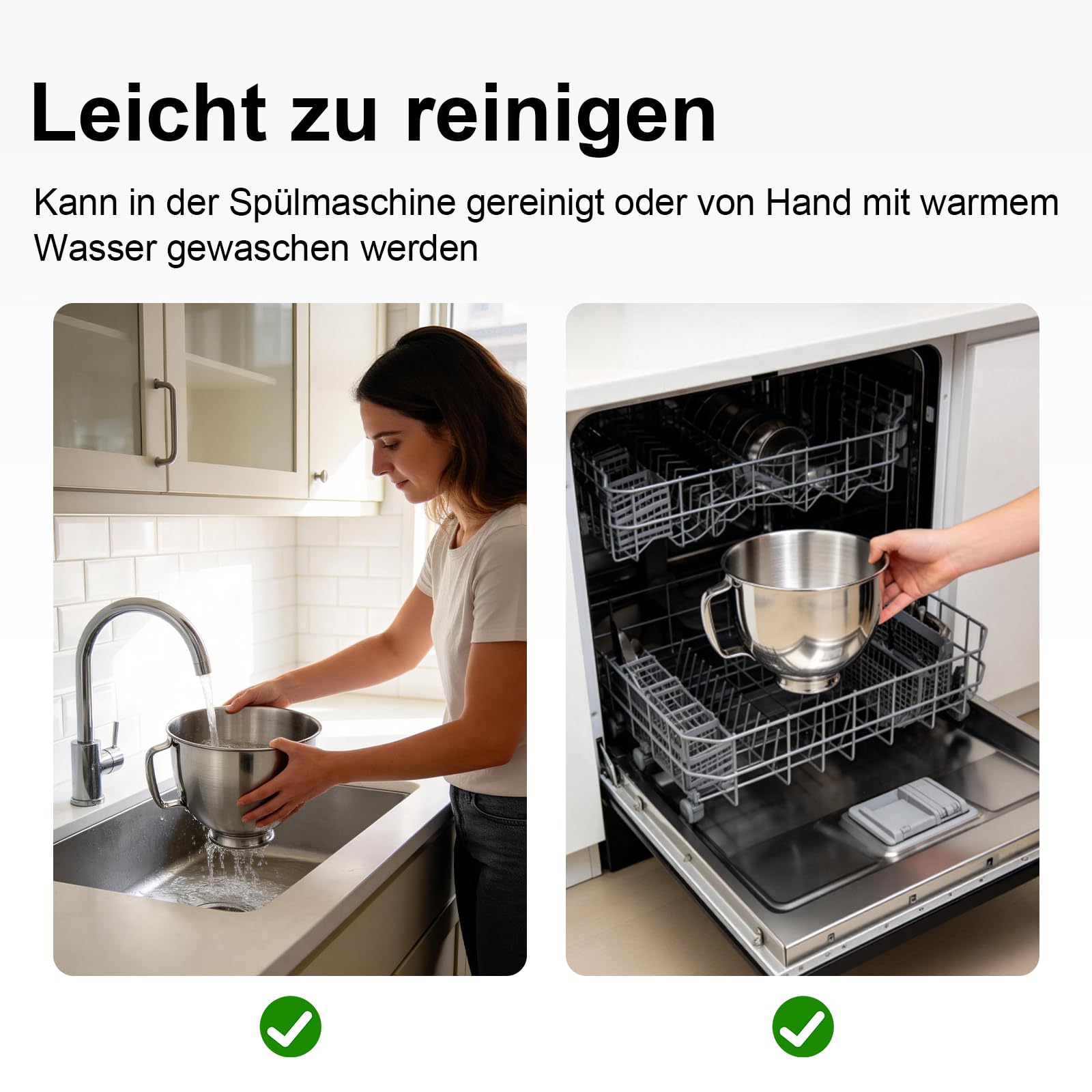 Edelstahl Schüssel für Kitchen Aid 4,5-5 Quart Standmixer, Eiscrememaschine Aufsatz,Schüssel Silber Ersatzteile,Standrührer Edelstahlschüssel mit Griff Rührschüssel Ersatz