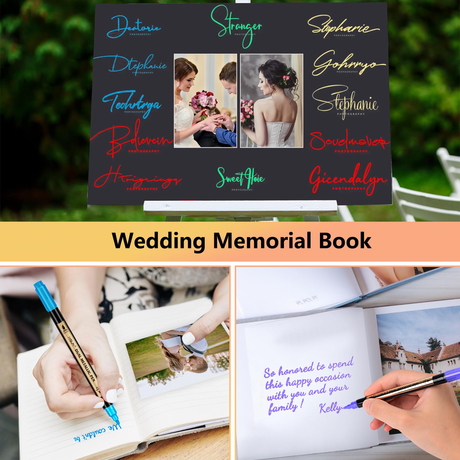 Metallic Marker Pens,  Dual Tip Acrylic Paint Pens for Black Paper, Scrapbooking, Photo Album, Rock Painting, Paint Marker for DIY Arts & Crafts, Glass, Wood, Card Making, Scrapbook Supplies