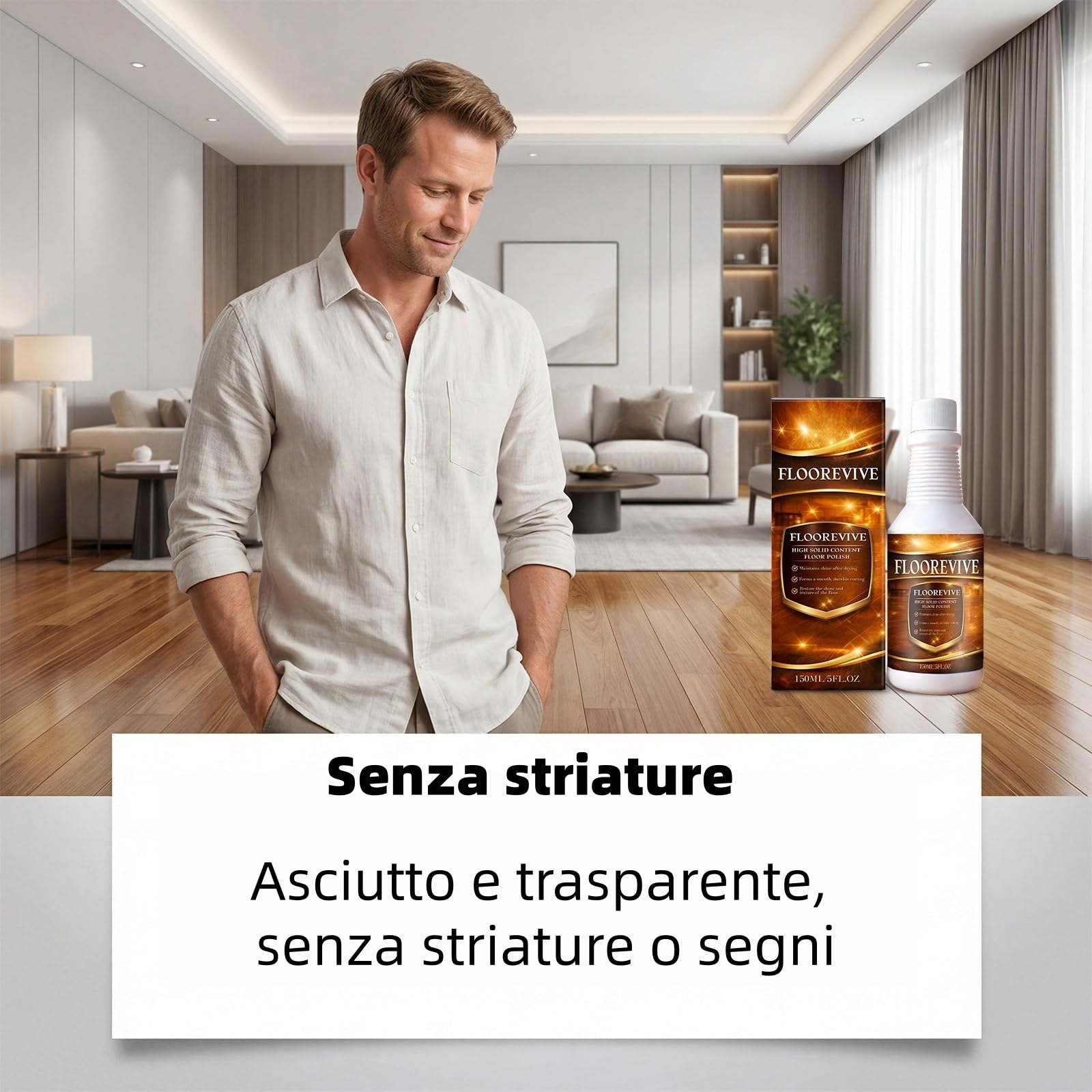 Floorevive Parquet,Floorevive Professional Floor Restorer,Ripristino Professionale per Parquet,Ravviva il Glanz del Legno,Riduce Microscratch,Facile da Usare