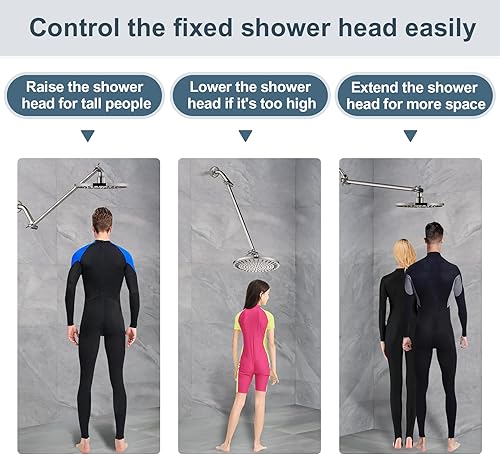 Vista 66 de BRIGHT SHOWERS Extensor de brazo de ducha de latón para lluvia y cabezal de ducha de mano, brazo de extensión universal de 5 pulgadas, altura y Cromo