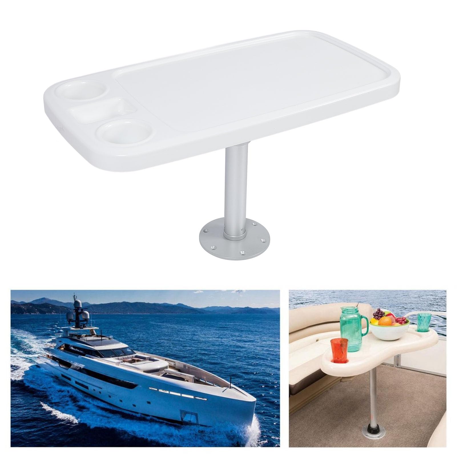 Tavolo per Camper 460-700 Mm Tavolo per Barca Rimovibile in Altezza Regolabile e Set di Base con 2 Portabicchieri Set Tavolo per Barca Rimovibile per Ponte di Pontone per Yacht