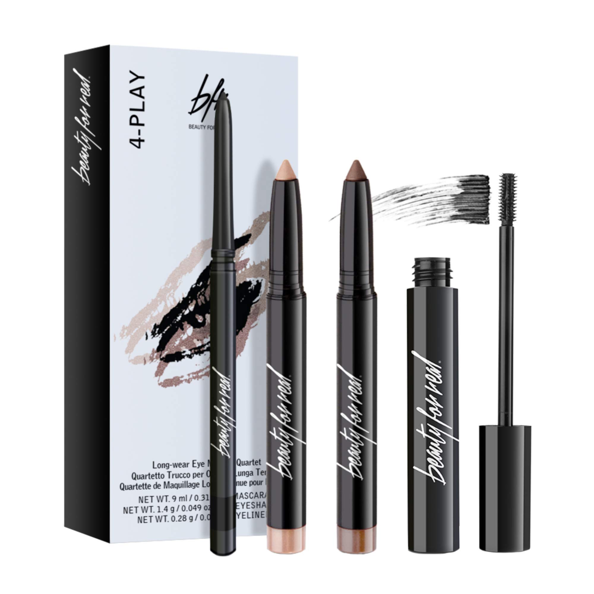 Beauty for Real 4-Play Boxed Eye Set, Champagne - Includes Hi-Def Mascara (Just Black), I-Line 24/7 Eyeliner (), and Shadow Stx Eyeshadow in Ever Starstruck & Midnight Marathon