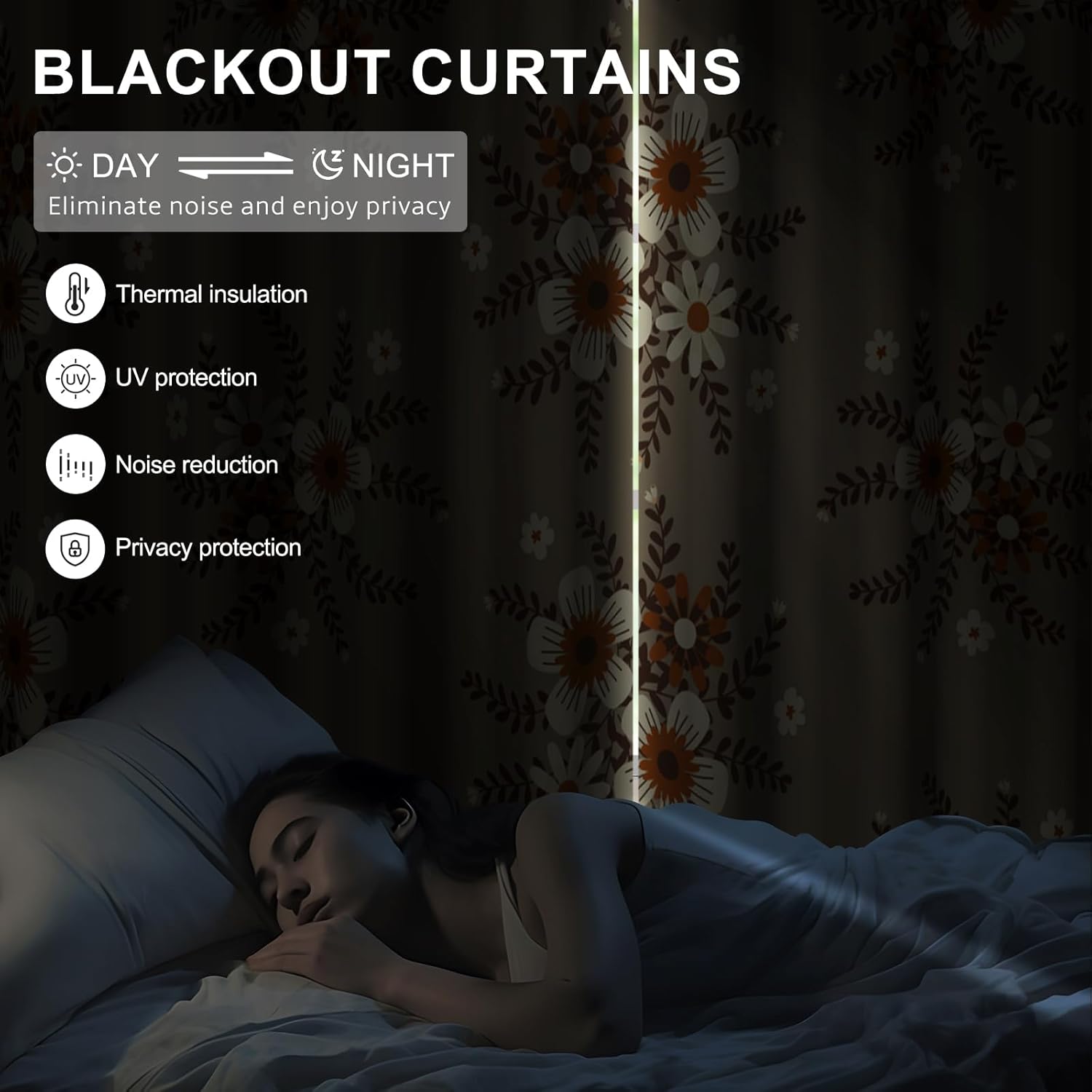 Blackout Curtains for Bedroom and Living Room, Thermal Insulated Soundproof Grommet Privacy Darkening Drapes 84 Inches Long 2 Panels Set with Curtain Tiebacks, Vintage Floral Pattern Blackout Curtains