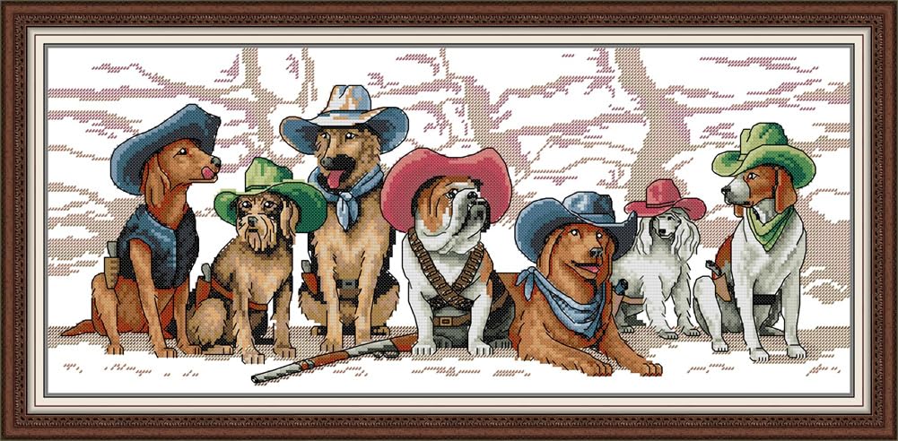 CaptainCrafts Cross Stitch Kits, Counted Cross Stitch Unpreprinted Fabric DIY Art Embroidery kits Needlework Crafts (Unpreprinted 14CT, Hound Family) — image 1
