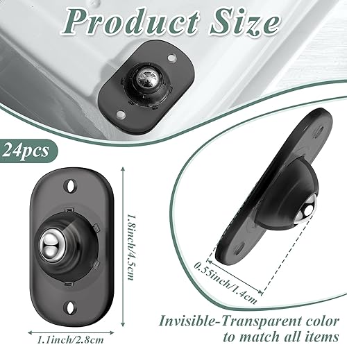 Miniatura 2 de Honoson - 24 ruedas giratorias autoadhesivas para electrodomésticos, deslizadores, universales, giratorias de 360, para cocina pequeña (negro
