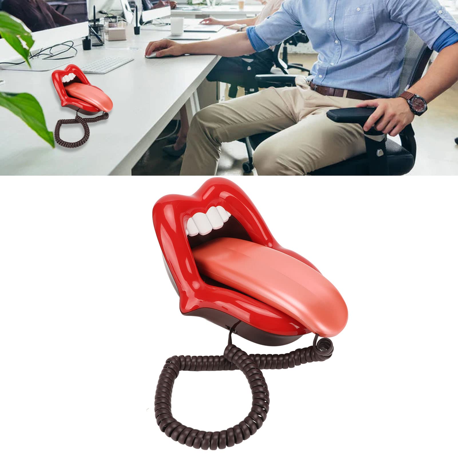 Telefono Fisso, Telefono Stile Stravagante a Forma di Lingua Larga, Telefono Carino e Divertente, Lingua Grande Stravagante per Feste a Tema, Oggetti di Scena Casa Stregata,