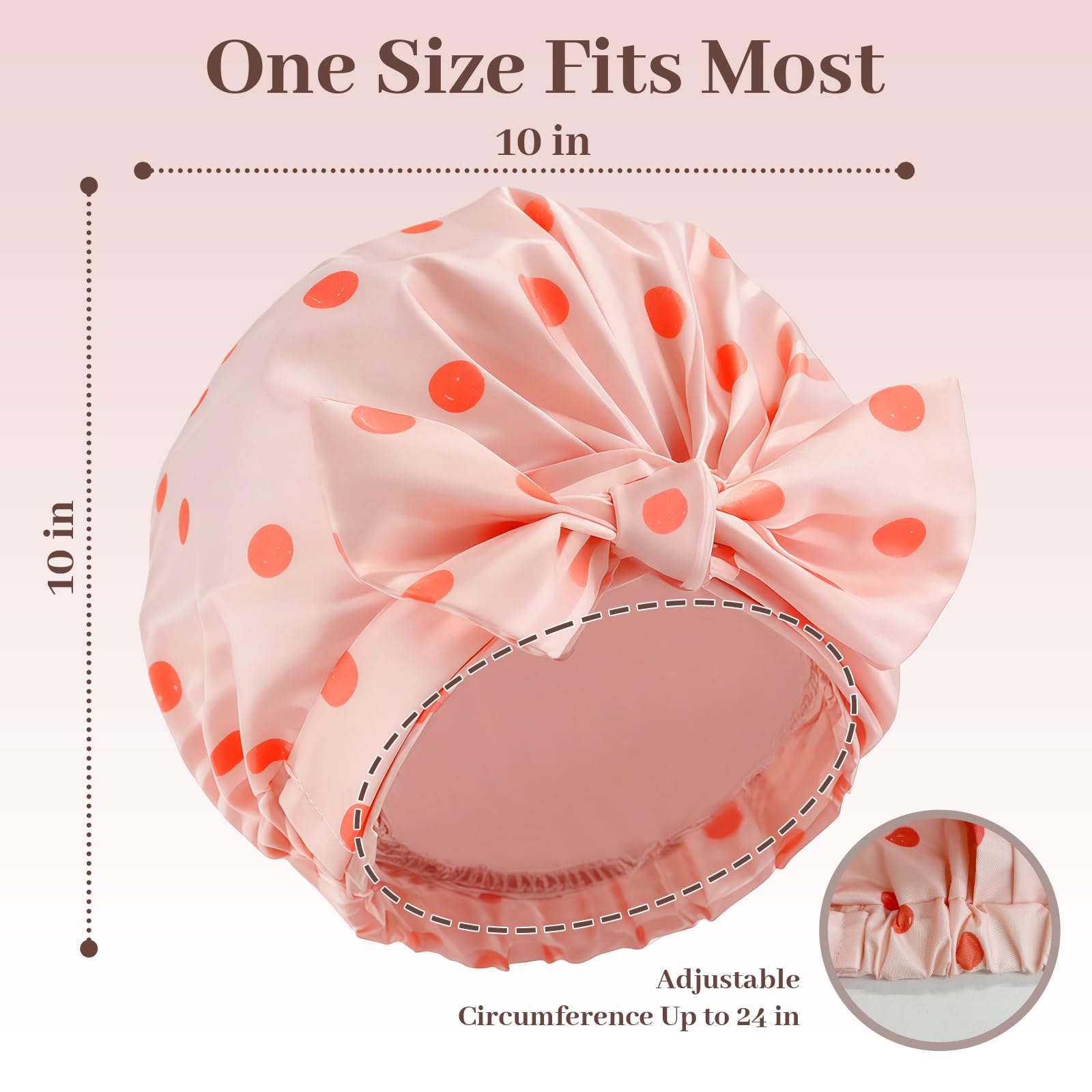 Bonnet de Douche pour Femme, Bonnet de Douche Imperméable Réutilisable Femme, Elastique Double Couche, pour cheveux Longs Courts Bouclés