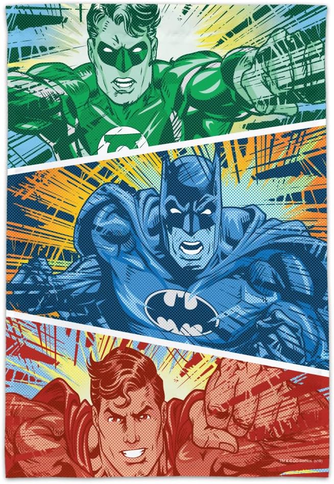 Justice League Batman, Green Lantern and Superman Red, Blue and Green Garden Yard Flag