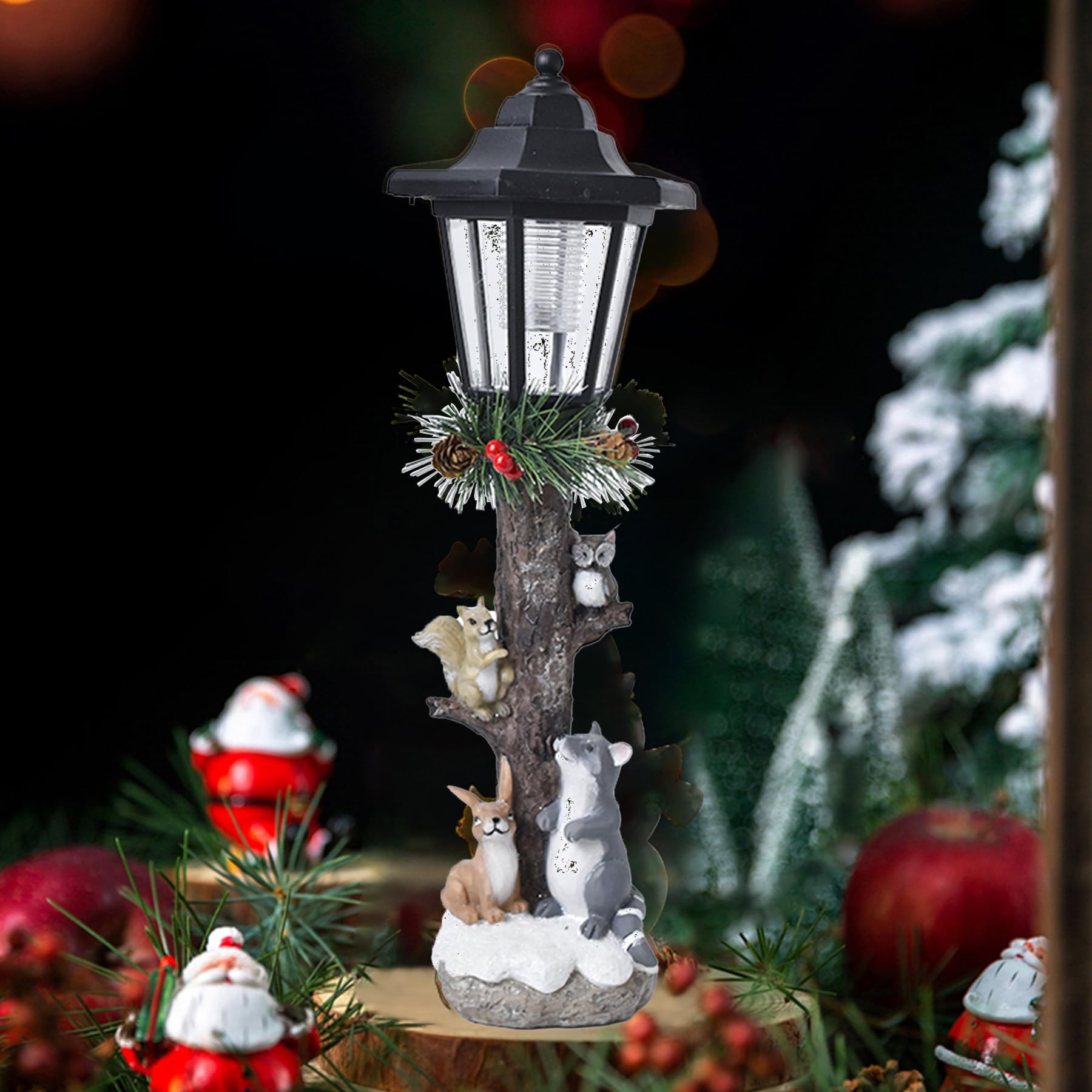 Figuras solares de jardín con linterna solar, estatuas de jardín, decoración de jardín, balcón, patio, césped (B)