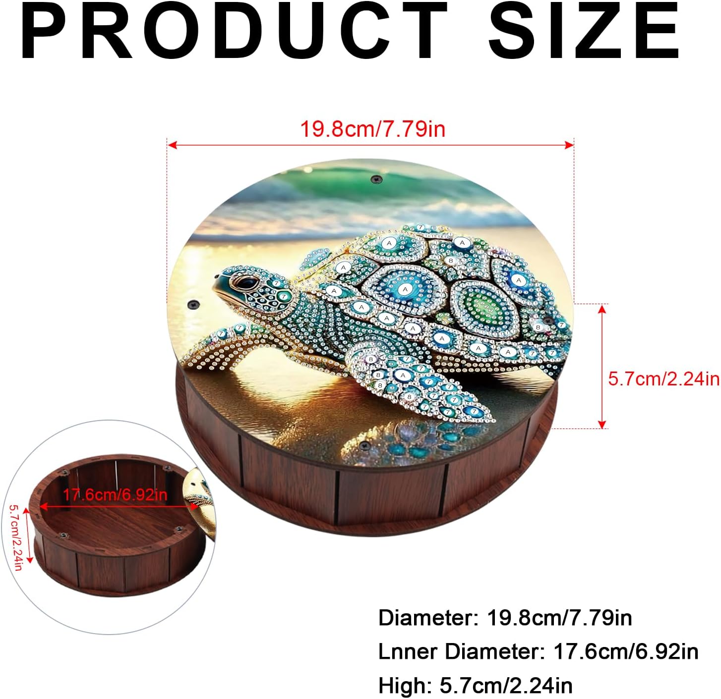 JISHSHAY Diamond Art Candy Box Sea Turtle Diamond Painting Wooden Snack Box Animal Gem Painting Storage Case Gem Art Organizer Case Embroidery Kit Mosaic Kits for Adults Storage Containers with Lid image 2