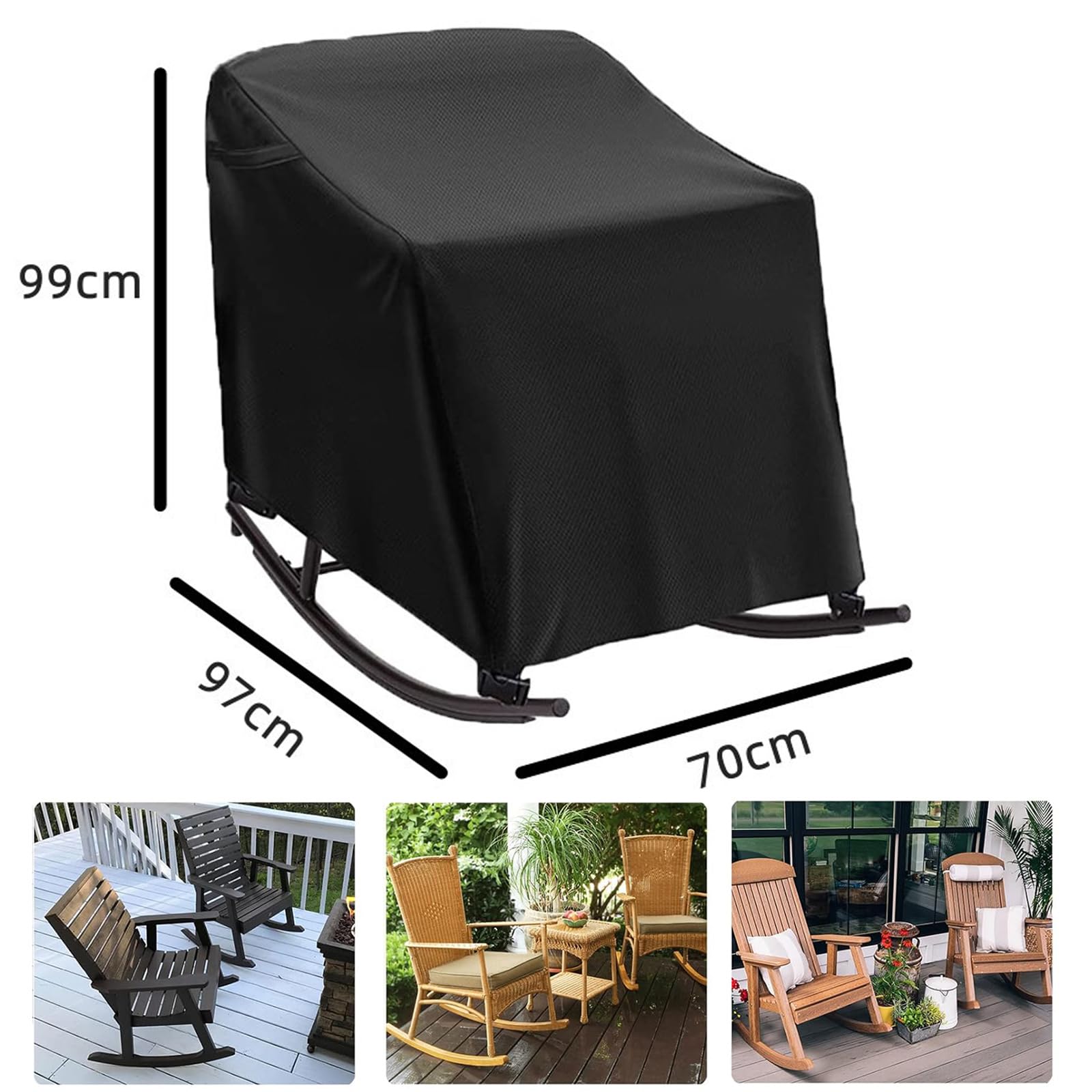 Houssede Protection Fauteuil à Bascule Imperméable 420D Oxford Jardin Chaise Berçante Extérieur Noir 70x97x99cm