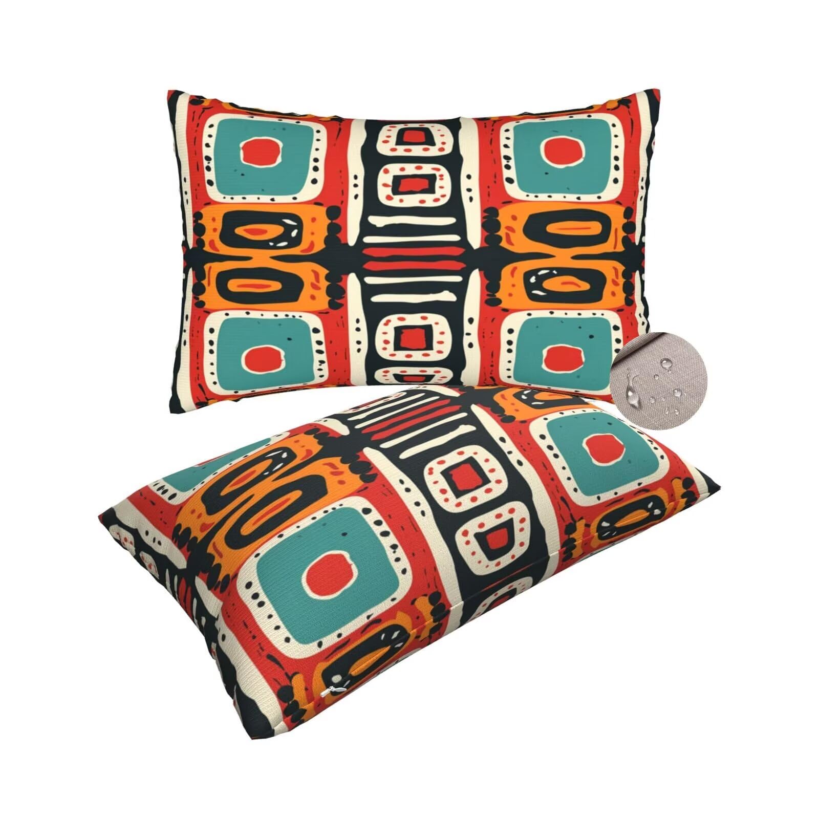Housses de coussin exterieur impermeable 50x80cm rectangulaire pour salon de jardin