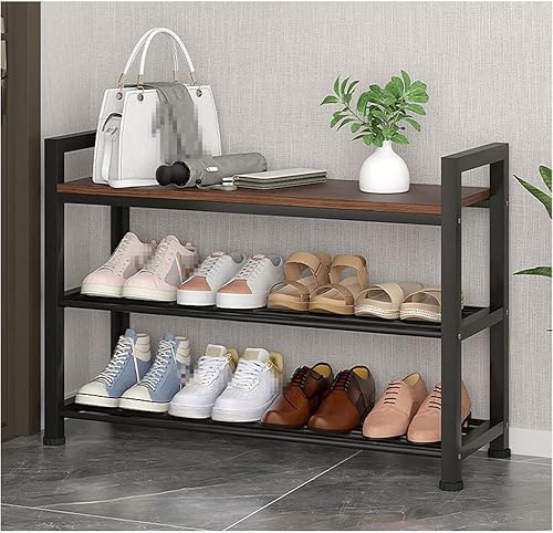 Miniatura 7 de Zapatero Shoe Rack Bench Industrial Shoe Storage Bench with Handles 3 Tier Shoe Organizer for Living Room Entryway Hallway Easy Assembly Shoe