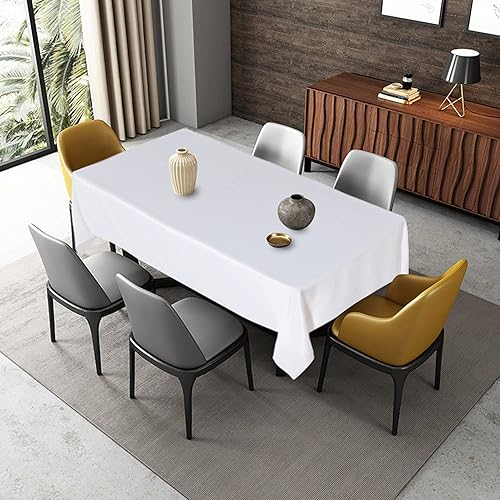 Miniatura 3 de Fitable Mantel Rectangular de Poliéster Lavable Resistente a las Manchas y Arrugas para Mesa para Fiestas de Bufé y Camping (54x108 pulgadas, Blanco)