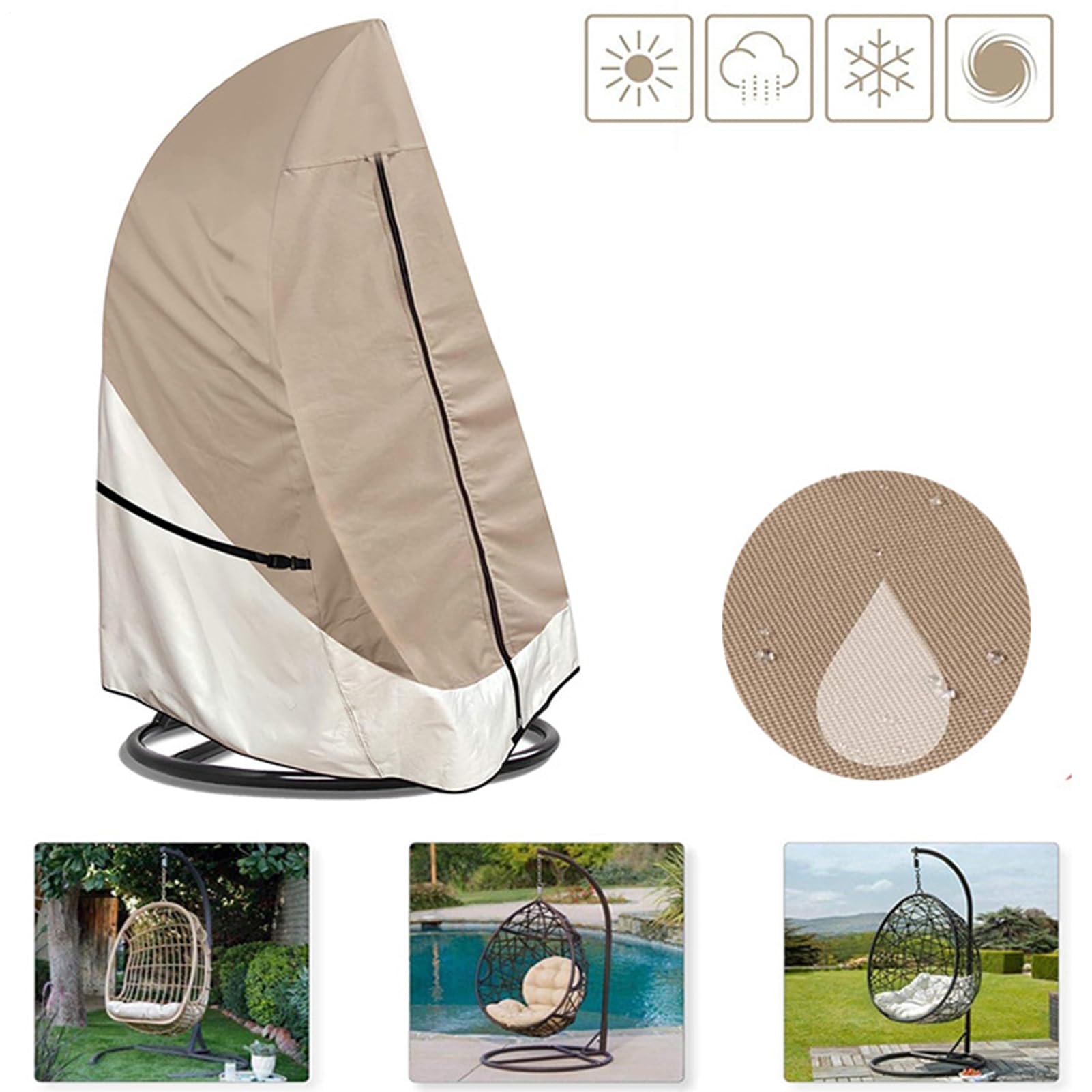 Générique Fodera per poltrona a uovo resistente al vento e resistente per esterni, resistente alla polvere, per giardino, terrazza, cortile, inverno, prato, esterno, portico posteriore cortile