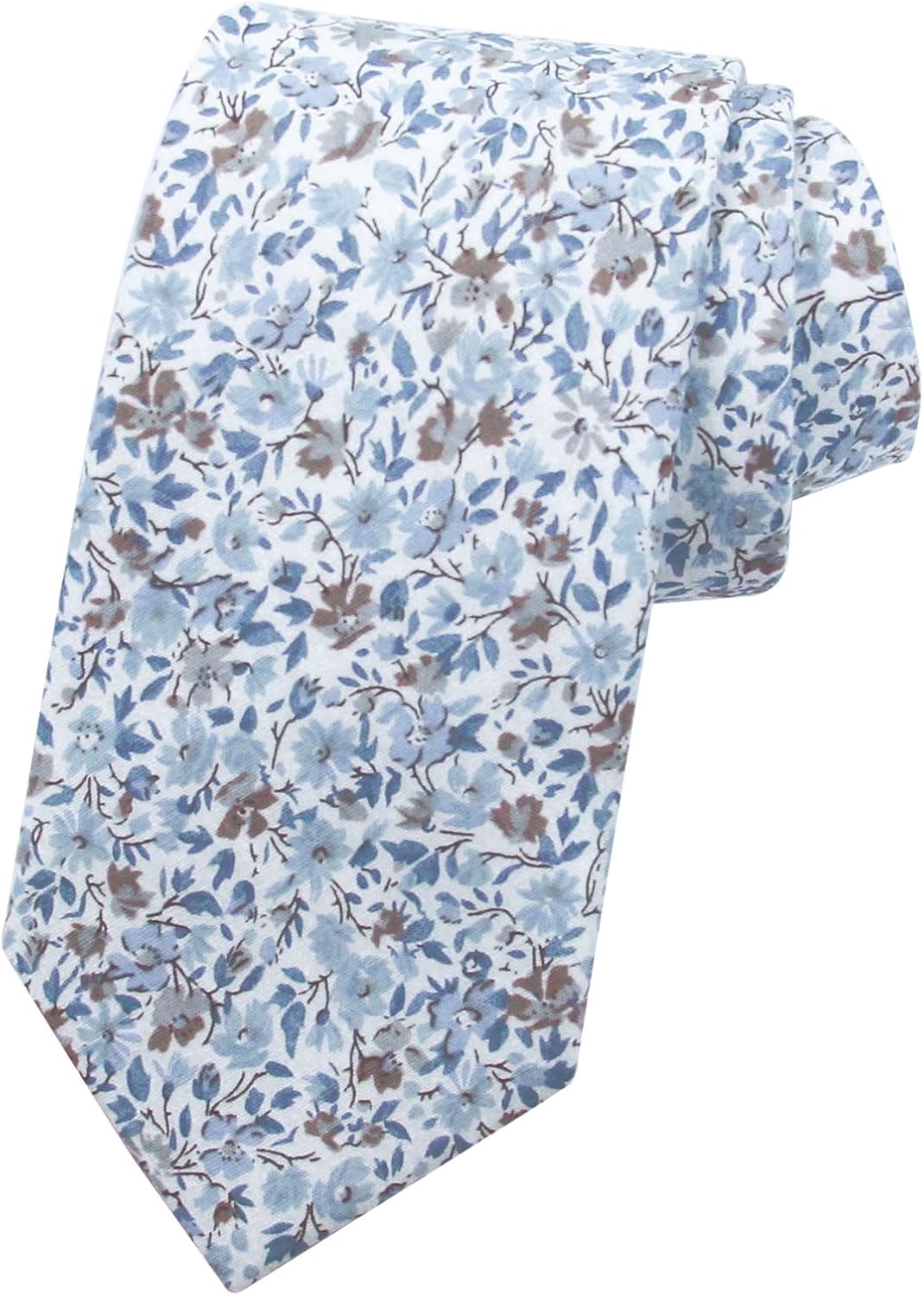 Mantieqingway Men's Skinny Cotton Floral Necktie - Vintage Wedding Groomsmen Tie, Soft Comfort Fit