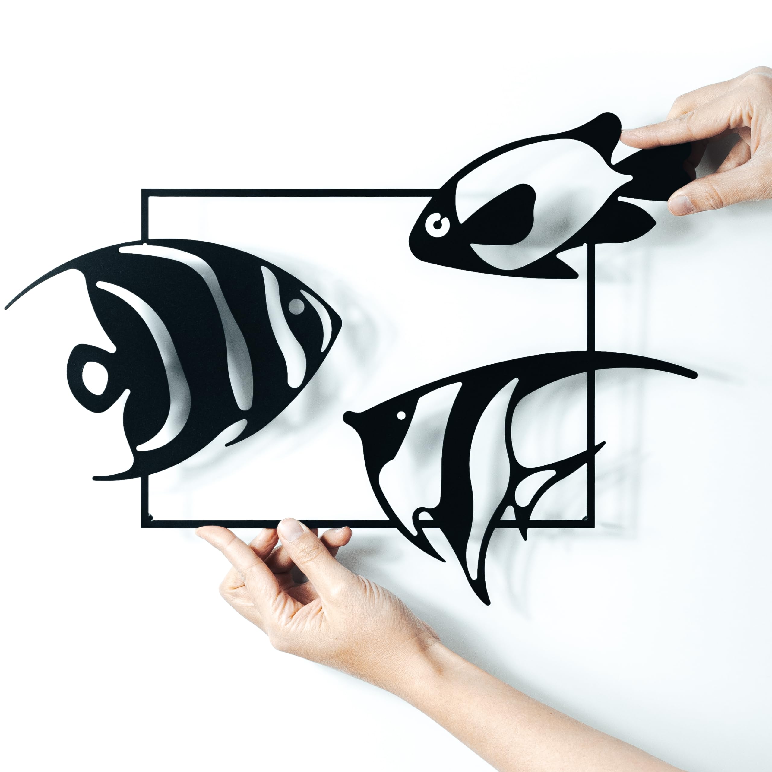 keluly Metal Decoration Floating Wall Sculpture with Shadows in Steel (Fishes 3, 43 x 31 cm), Fish 3 - Image 3