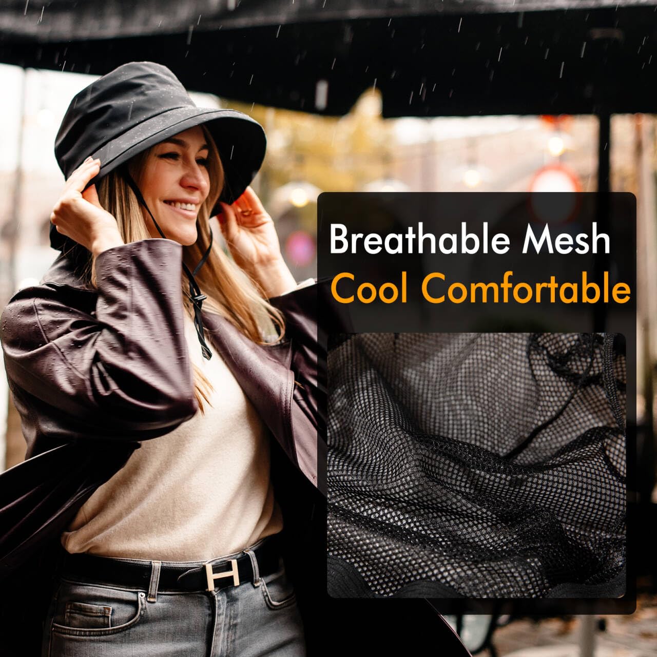 Comhats Sombreros de lluvia unisex 100% impermeables para caminar en bicicleta, visera con correa elástica para la barbilla [quitar la película protectora en ambos lados de la visera]