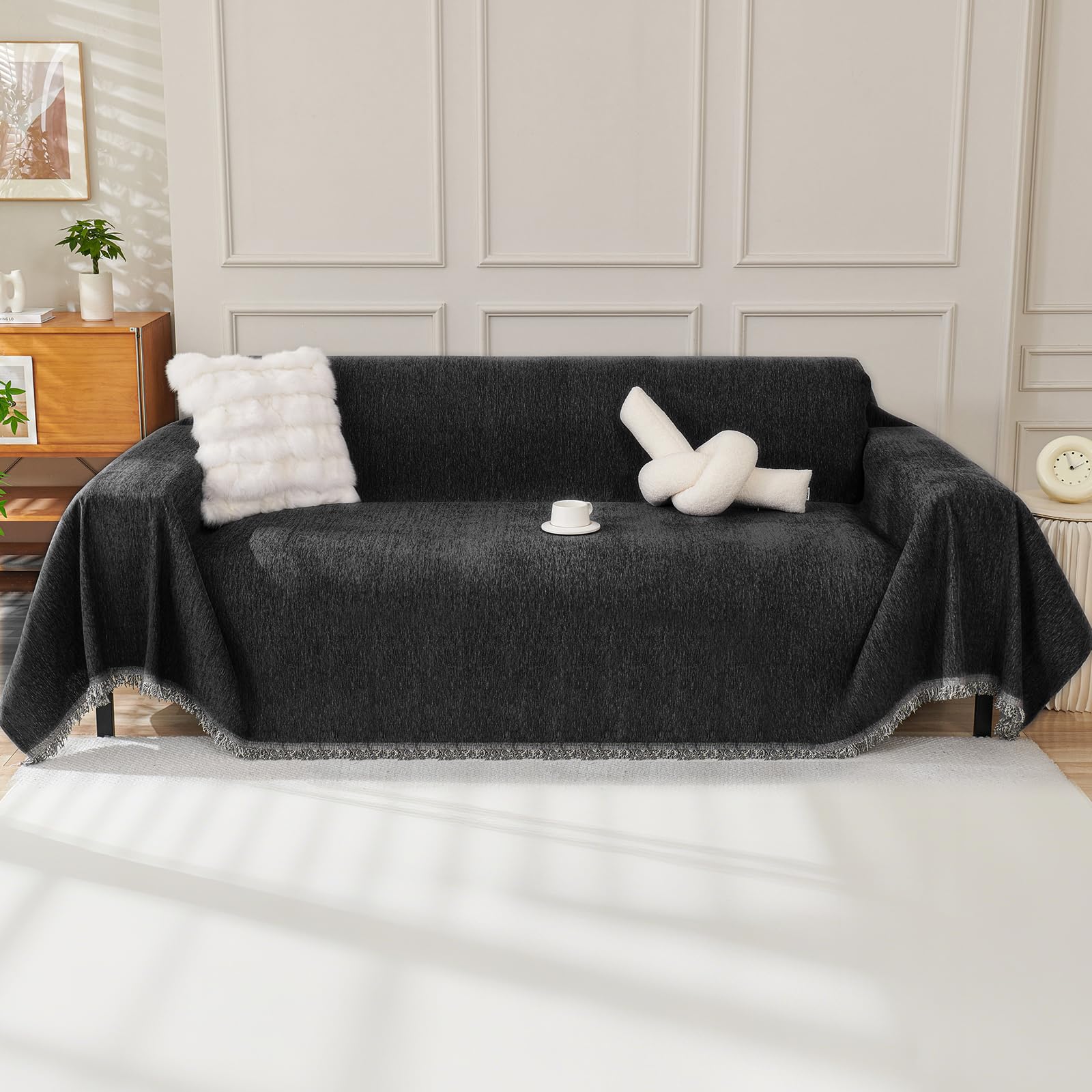OstepDecor Chenille Sofa Cover 3 Seater, Dog Couch Cover for Corner Sofa Washable Sofa Slipcover