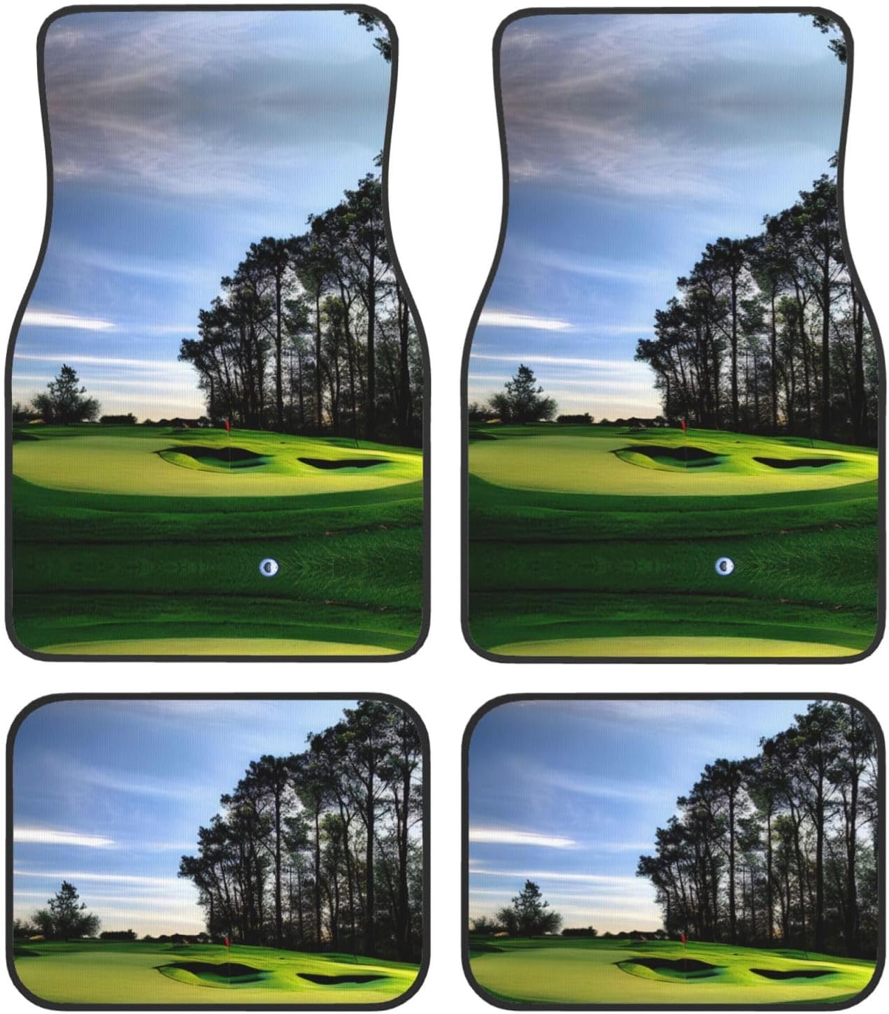 Golf Course and Tree Print Car Floor Mat,Car Mats 4 Piece Set,Car Mats for SUV and Universal Car Floor Mats