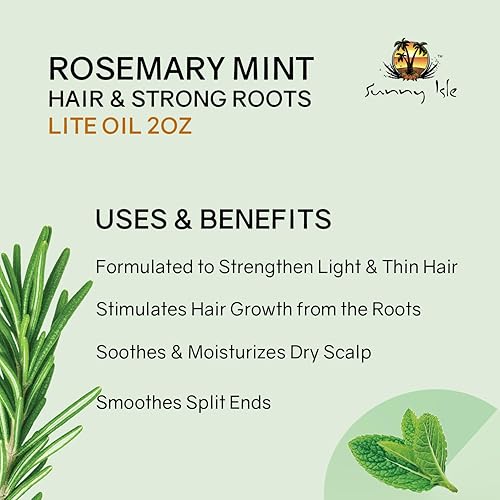 Miniatura 6 de Sunny Isle Aceite de menta de romero para el cabello y raíces fuertes, 2 onzas, para cabello ligero y fino, infundido con biotina y aceite de ricino