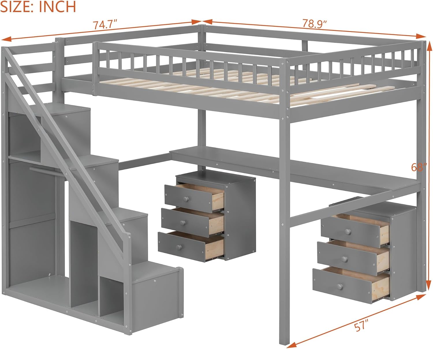 Bellemave Full Loft Bed Dimensions
