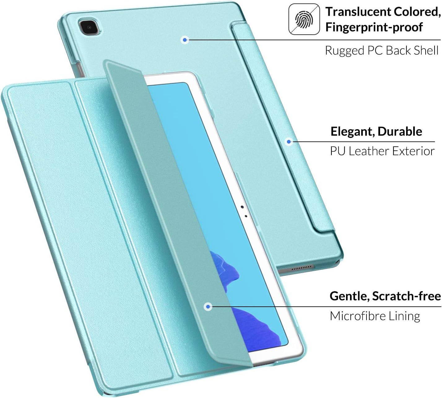 MoKo Case Fits Samsung Galaxy Tab A7 10.4 Inch (SM-T500 / T505 / T507), Lightweight Stand Smart Case Hard Shell Cover for Samsung Tab A7 Tablet 2020 – Light Blue