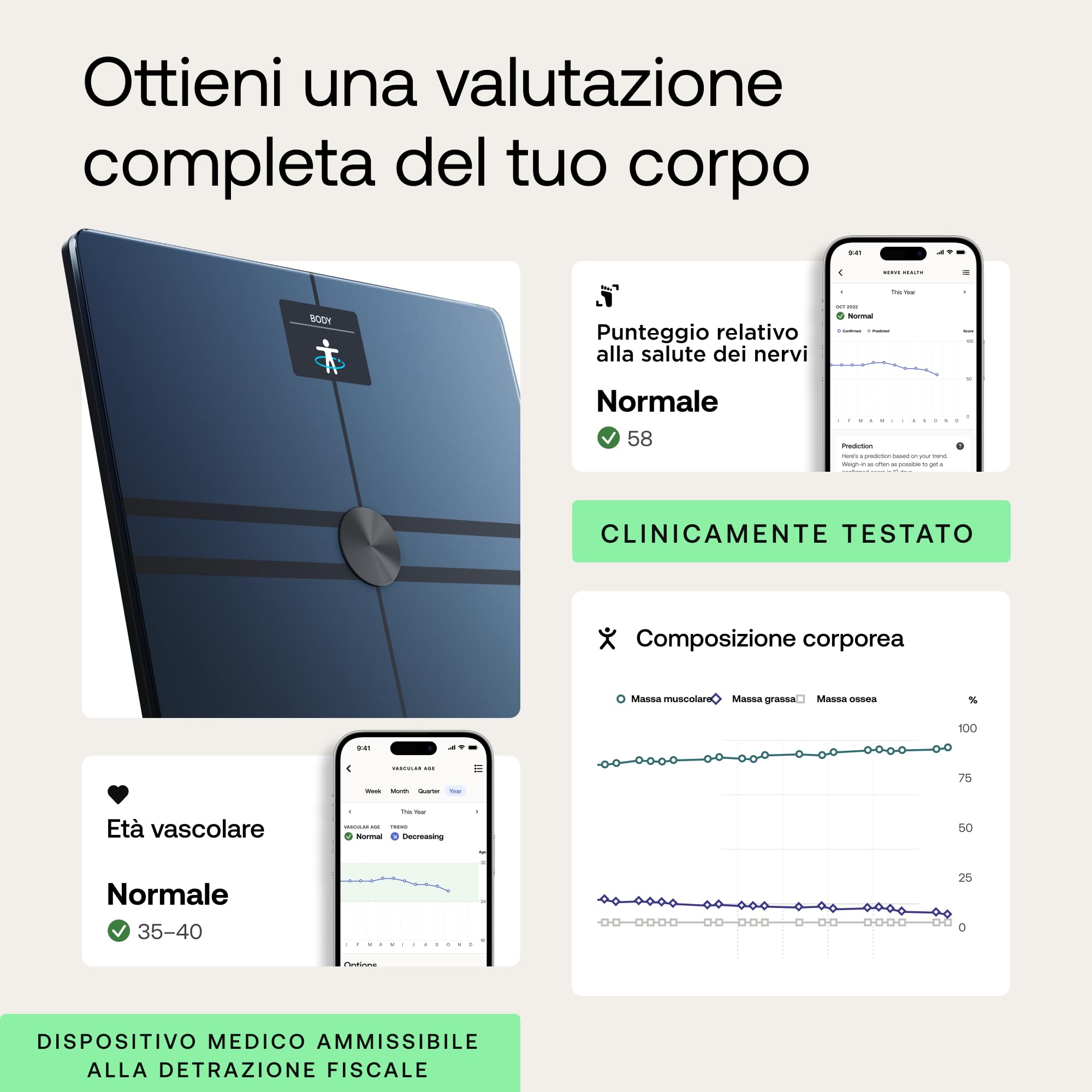 Withings Body Comp - Bilancia pesapersone digitale WiFi con analisi completa: peso, grasso corporeo e muscolare, acqua e tracciamento cardiovascolare, impedenziometrica, nero
