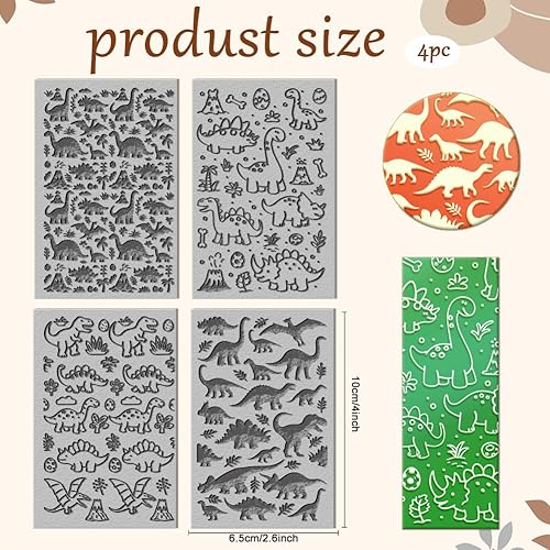 Miniatura 2 de CHGCRAFT 4 hojas de textura de arcilla de dinosaurios, patrón de volcanes, hojas de textura de arcilla polimérica, herramientas de bricolaje para