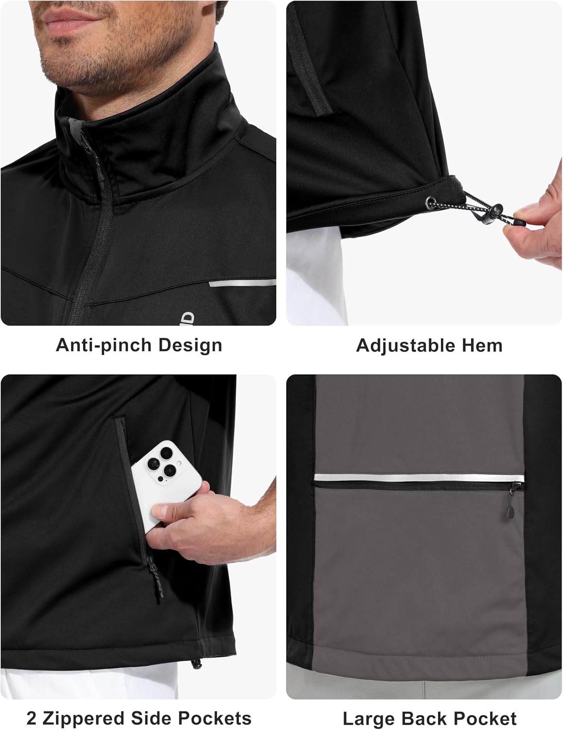 Little Donkey Andy Men's Lightweight Softshell Vests Short Sleeve Jackets for Golfing Hiking Running