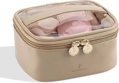 Miniatura 8 de Pocmimut Bolsa de maquillaje transparente, bolsa de cosméticos de piel sintética, bolsa de maquillaje, accesorios de automóvil, organizador de