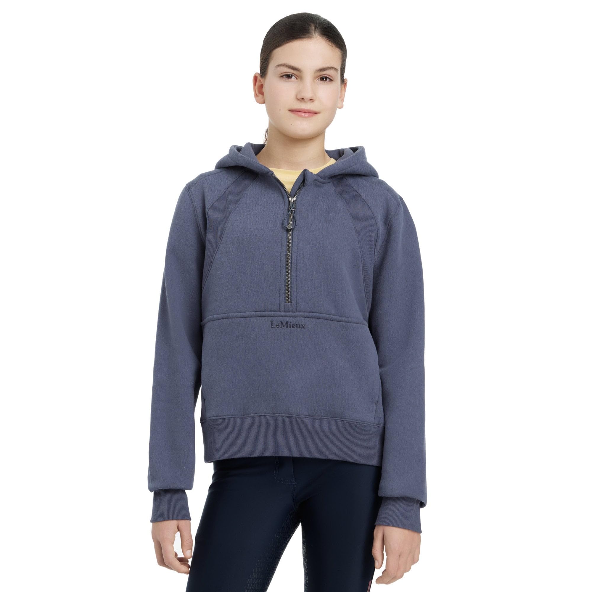 LeMieux Young Rider Harriet Pop Over - Childrens Equestrian Hoodie - Helmet Friendly Half Zip - Dusk Blue - 9-10 Years