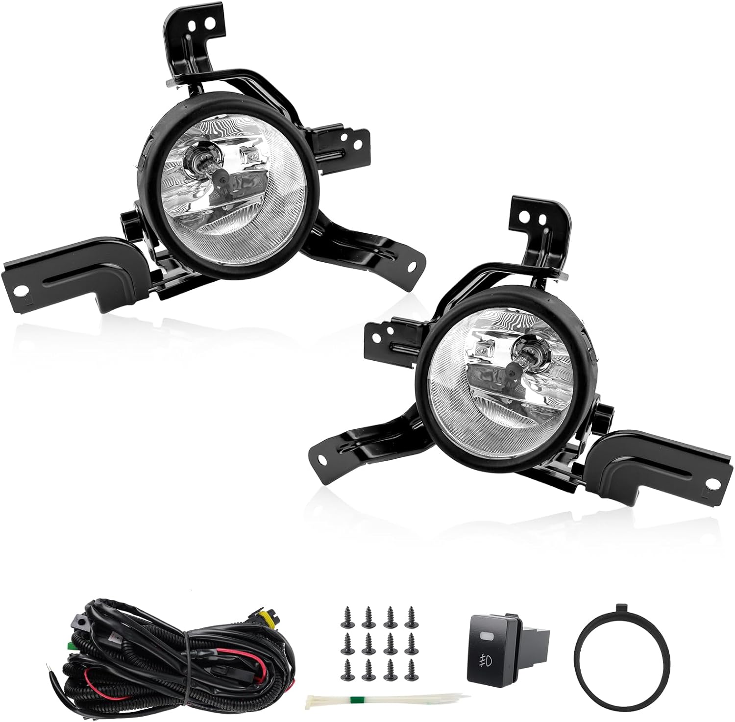 RP Remarkable Power, Fog Light for 2007 2008 2009 CRV EX/EX-L/LX Fog Lamp Kit with Universal Wiring Harness& Switch Clear Lens Halogen Bulbs for 07-09 CRV FL7032