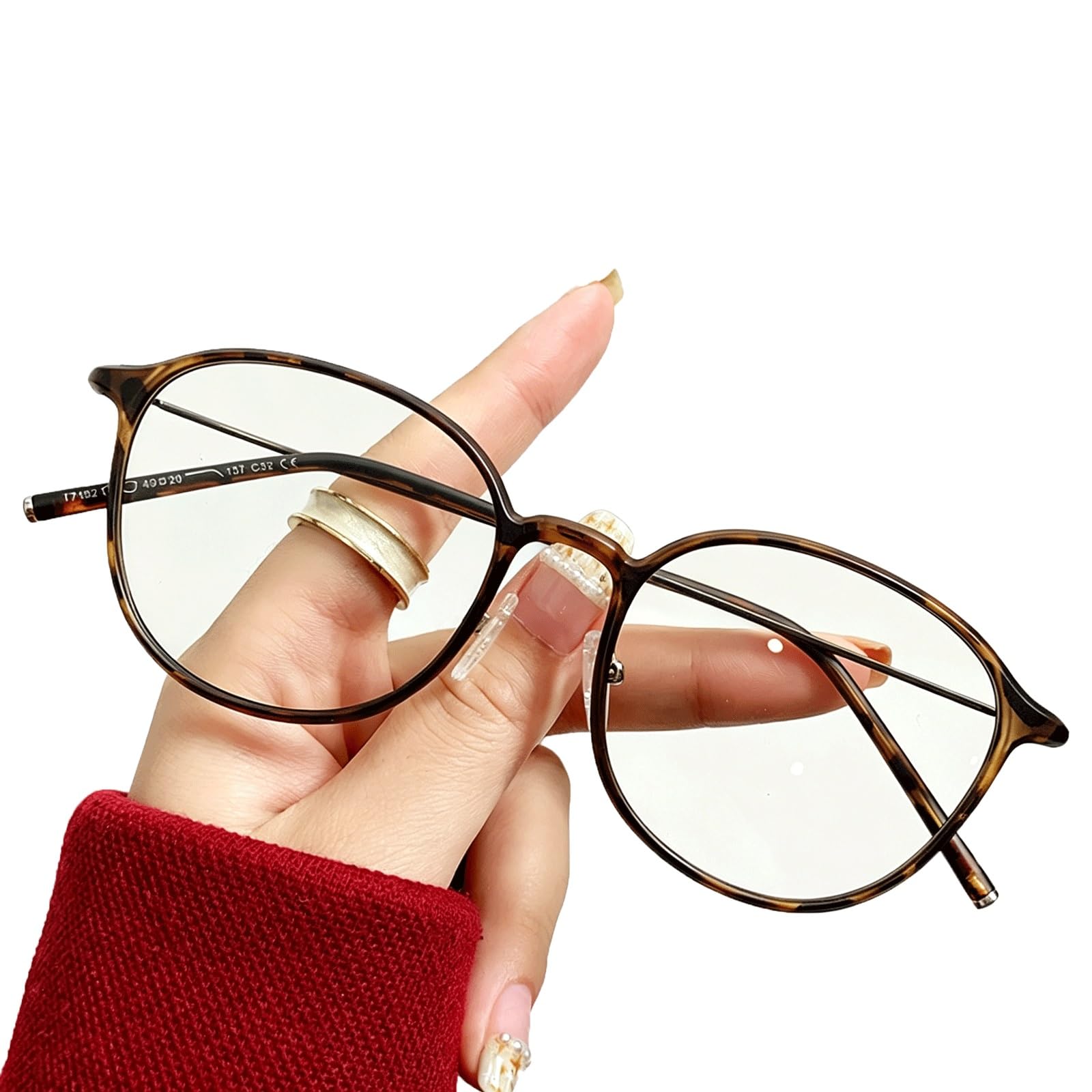 KLJUddGY Thin Eyewear Frames Round Full Rim Spectacles for Computer Reading Glasses Non Prescription Eyeglasses Lightweight Glasses(Tortoiseshell)