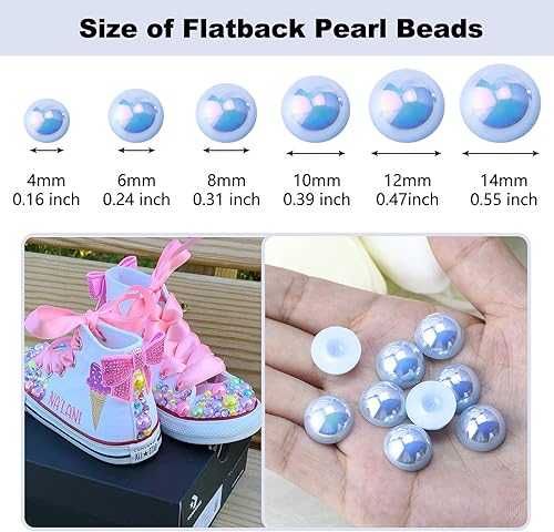 Miniatura 8 de Briskbloom 600 piezas de medias perlas de parte trasera plana de 0.315 pulgadas para manualidades, joyería, álbumes de recortes, decoración de uñas,