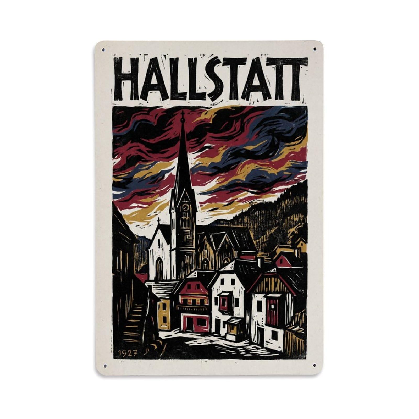 Gead 8X12inch Style Vintage Travel Austria Church Tower Metal Tin Sign