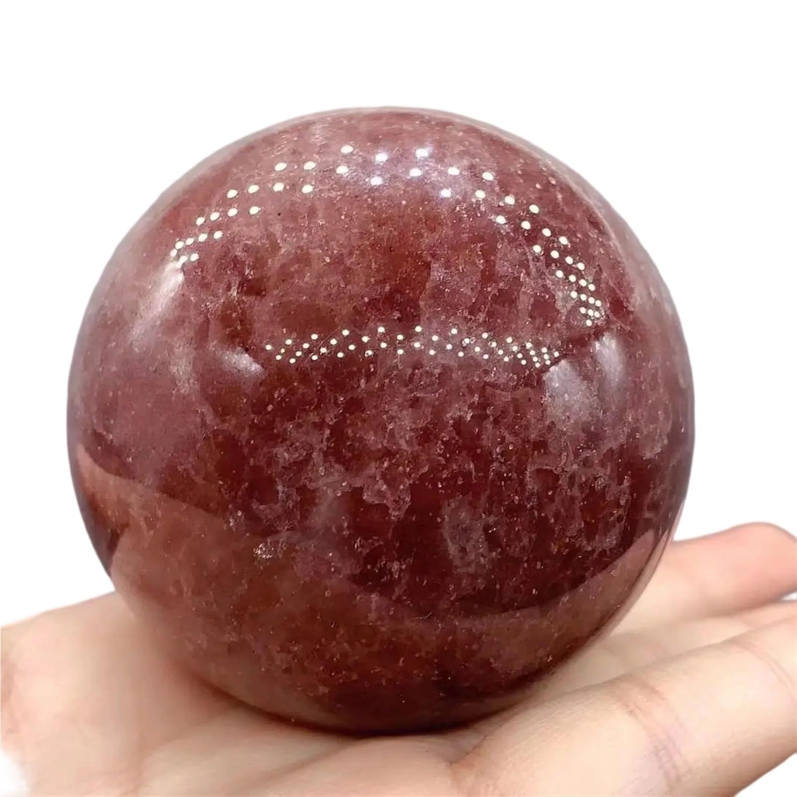 HAOYUNS Beautiful 1pc Natural Strawberry Quartz Crystal Ball Home Decoration Stone(5-6cm)