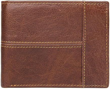 Mens Genuine Leather RFID Blocking Bifold Wallet, 13 Card Slots, ID Window, 2 Cash Pockets, Gift Box