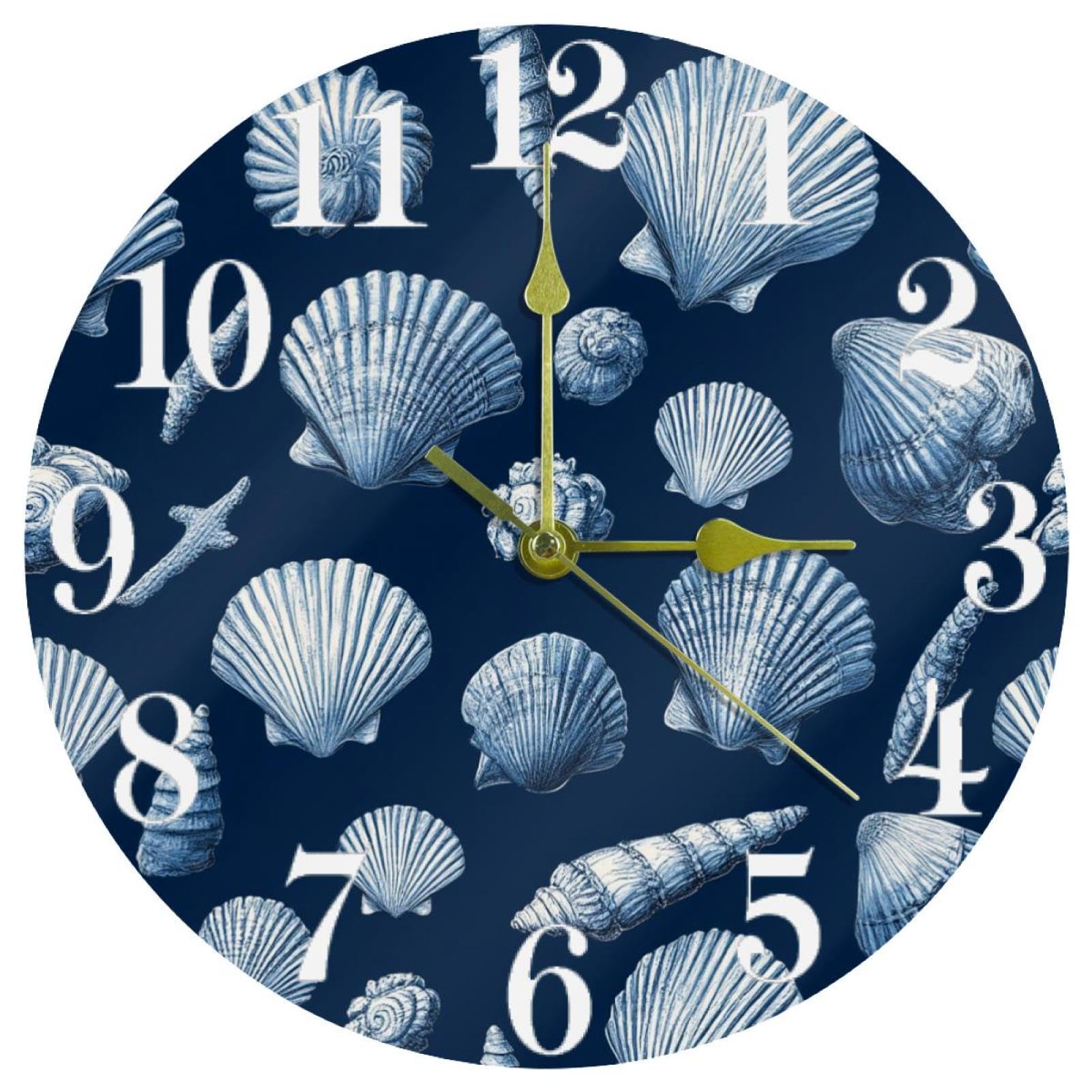 Horloge murale ronde silencieuse bleu foncé à quartz pour bureau
