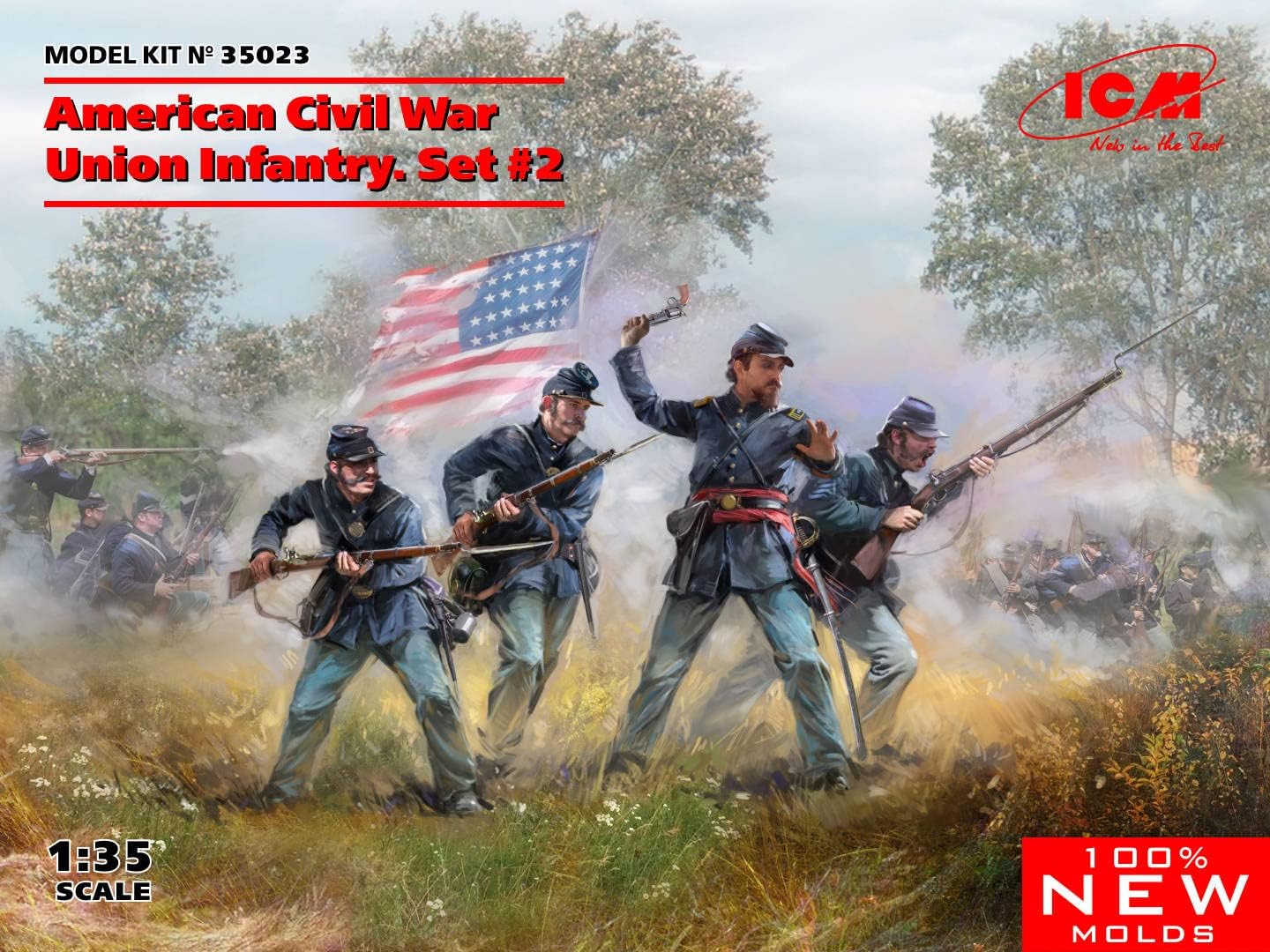 ICM 35023 Plastic Military Figure Models American Civil War Union Infantry. Set #2 - Scale 1:35