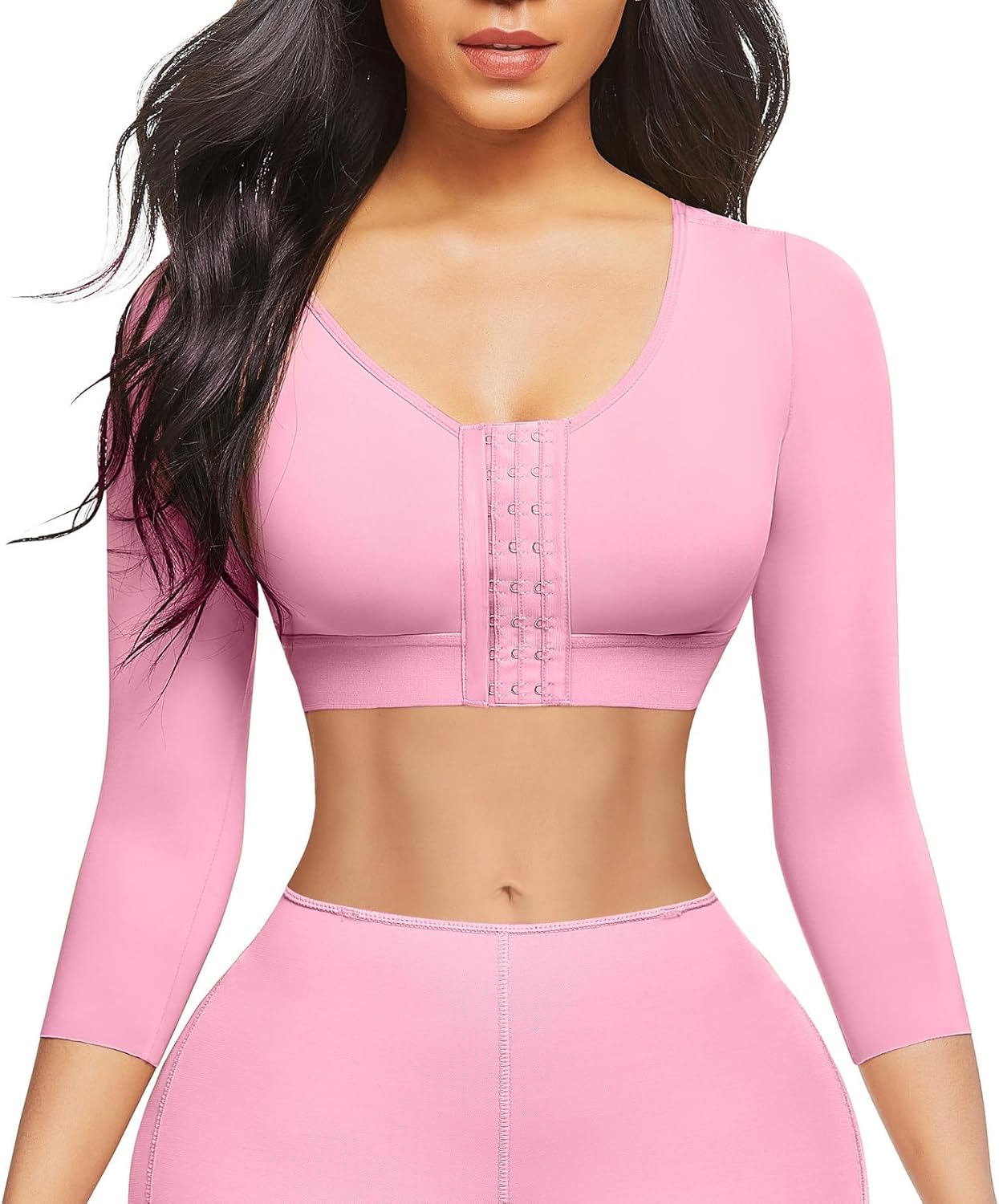 FeelinGirl Arm Shaper for Women Post Surgery Arm Lipo Compression Sleeves Slimming Arm Front Closure Shapewear Bra