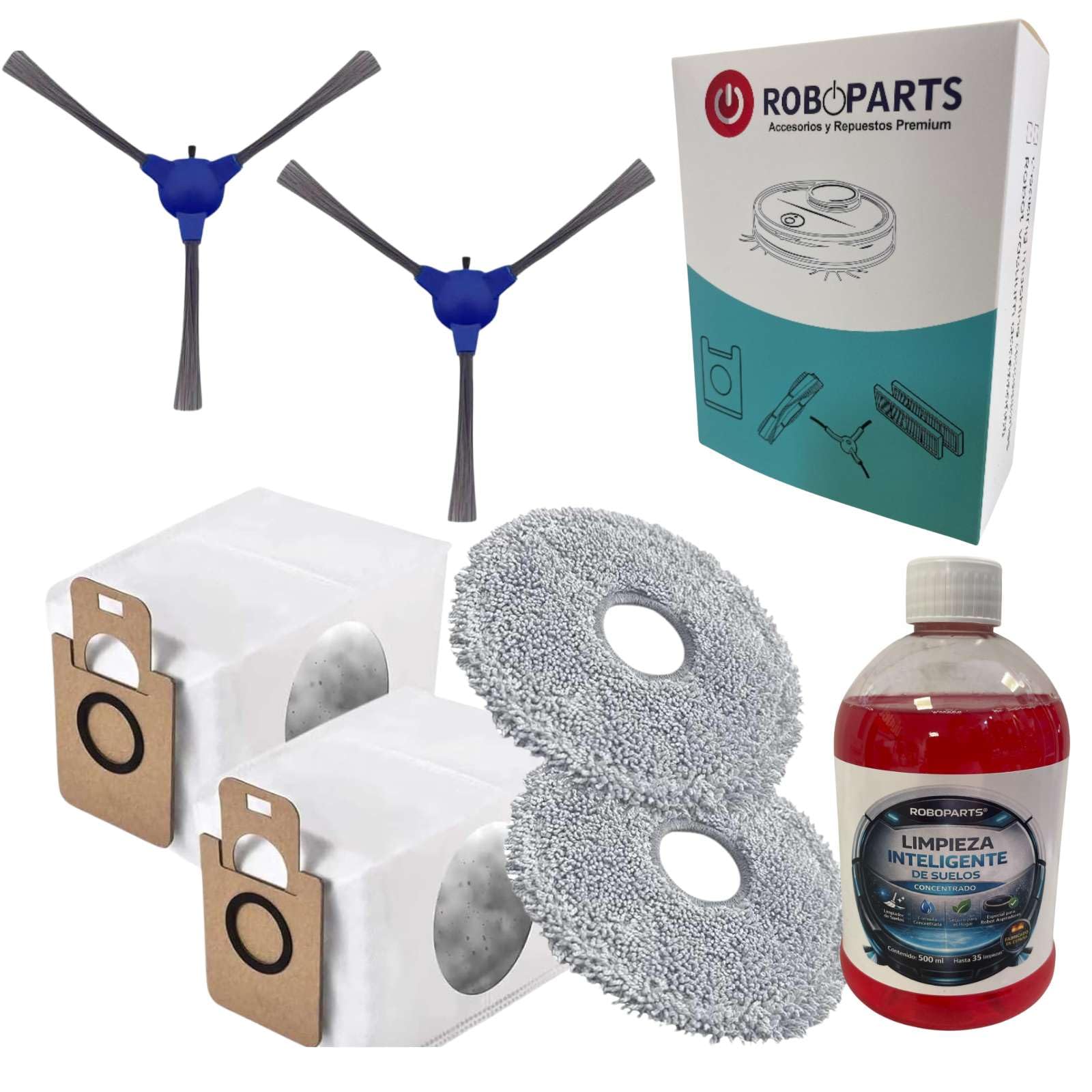 Roboparts® Recambios Compatibles con Cecotec Conga Y100. Kit 7 en 1 para Robot Aspirador