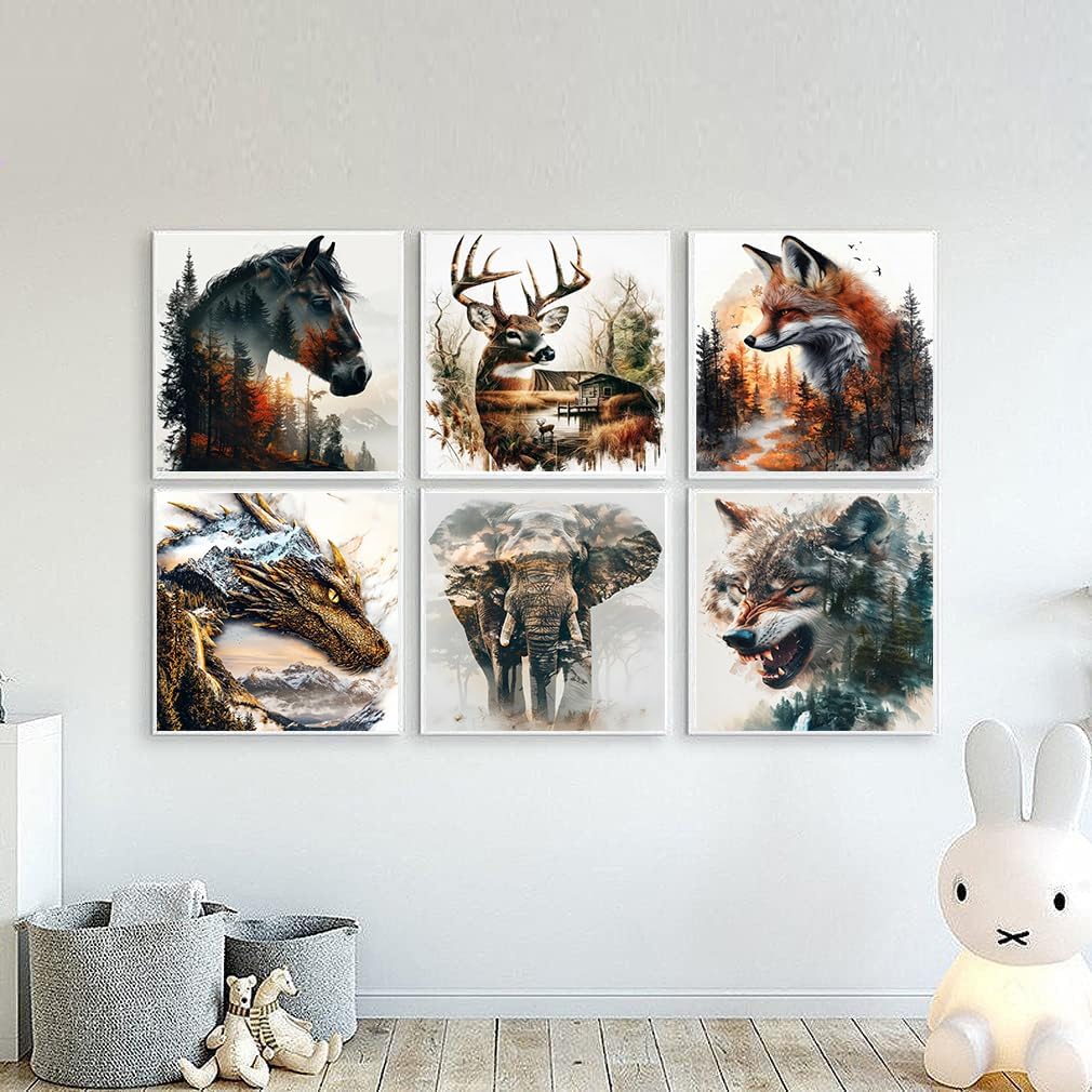 VIGEGU 9 Pack Diamond Art Kits for Adults,Forest Animals Diamond Painting Kit for Adults,DIY Diamond Dots Gem Painting for Adults Home Decor 11.8x11.8inch