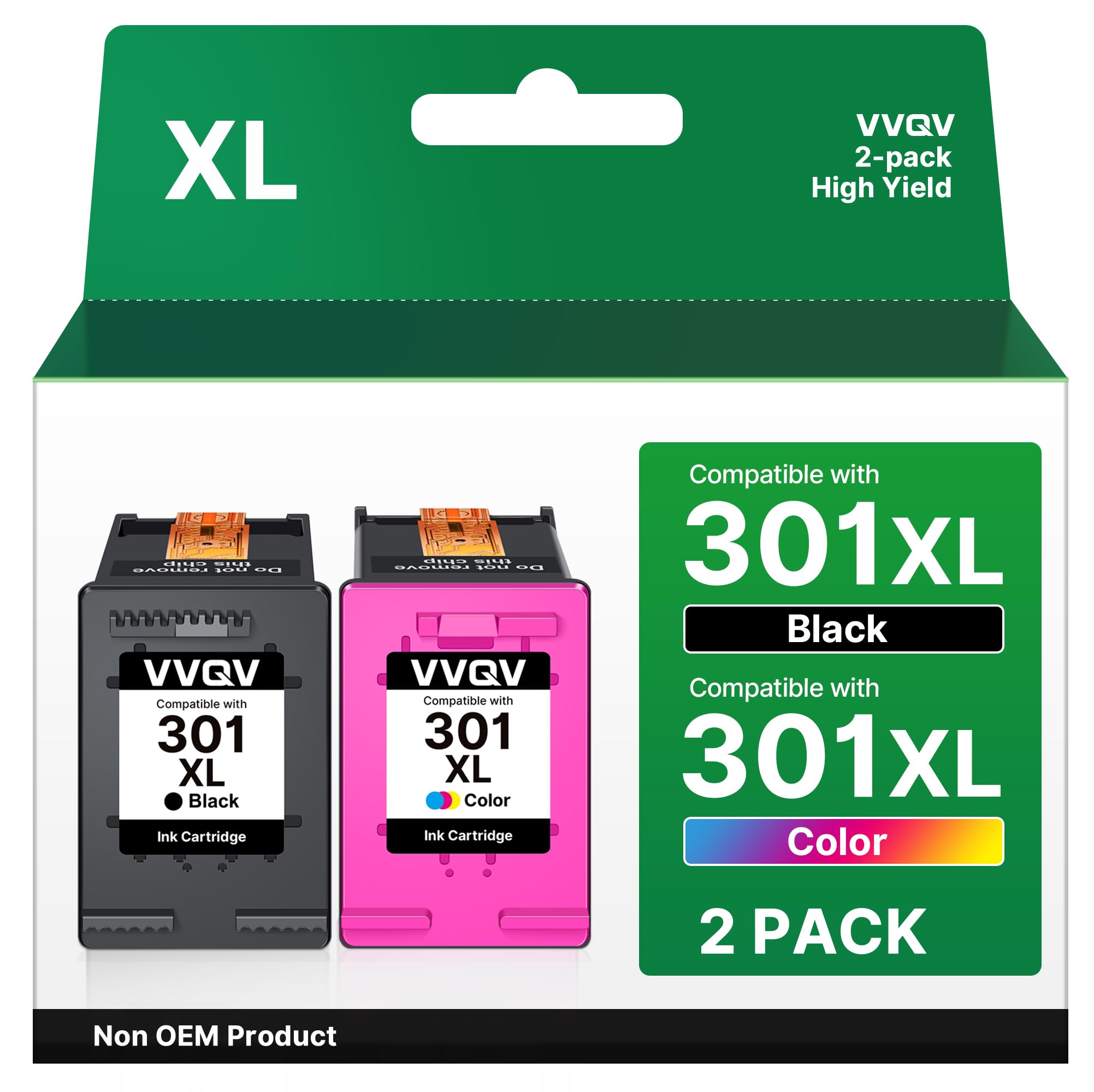 VVQV 301 XL Druckerpatronen Multipack Ersatz für HP 301 Druckerpatronen für HP 301 XL 301XL für HP Envy 4500 5530 5534 4504 DeskJet 2540 1510 2544 2549 OfficeJet 4630 4632 2620 2622 (Schwarz,Farbe)
