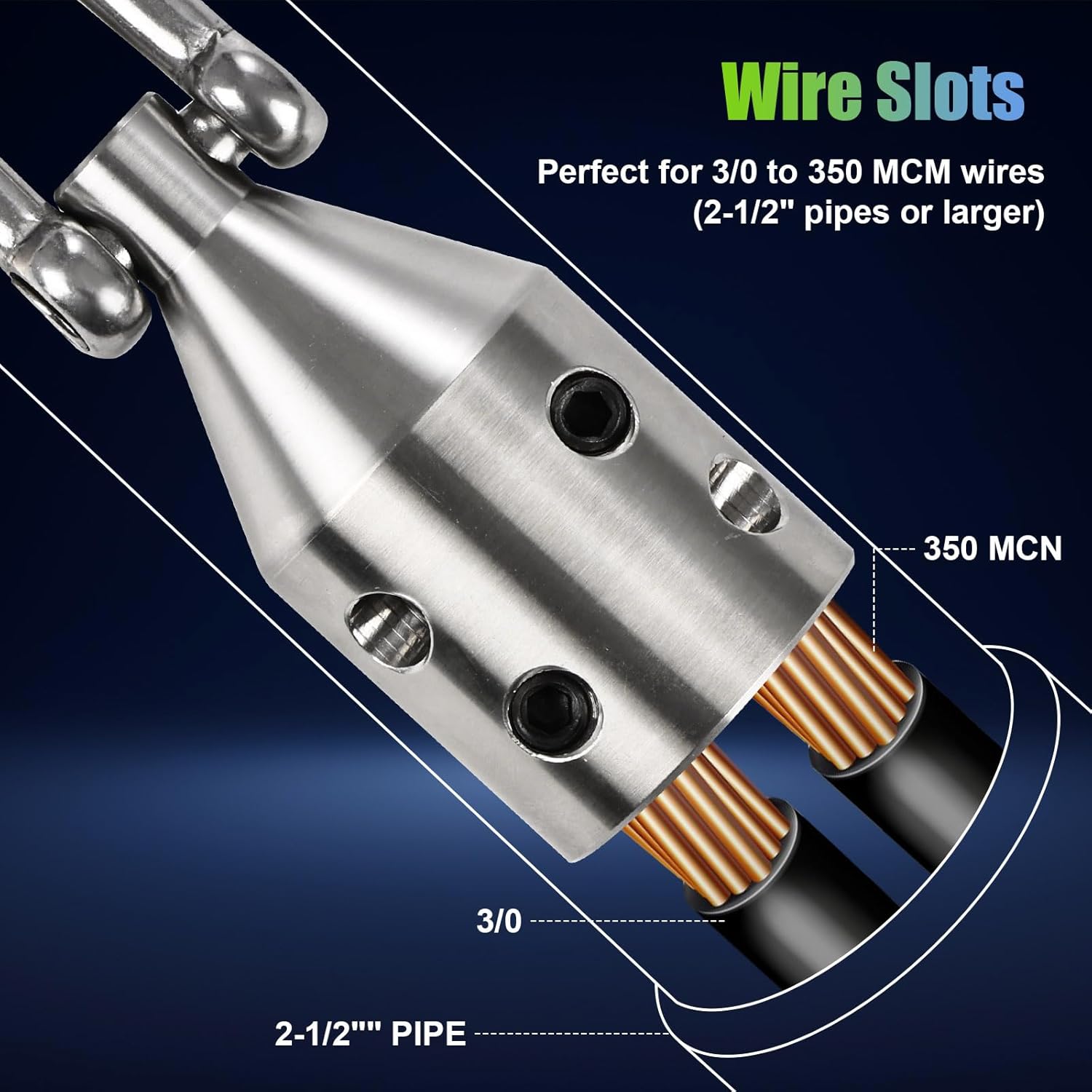 New Penguin Puller Sr, Wire Pulling Head for Electricians (69700), Heavy-Duty Stainless Steel Wire Puller with Penguin Shackle, Suitable for 3/0 to 350 MCM Copper or Aluminum Wires, 4 Wire Slots