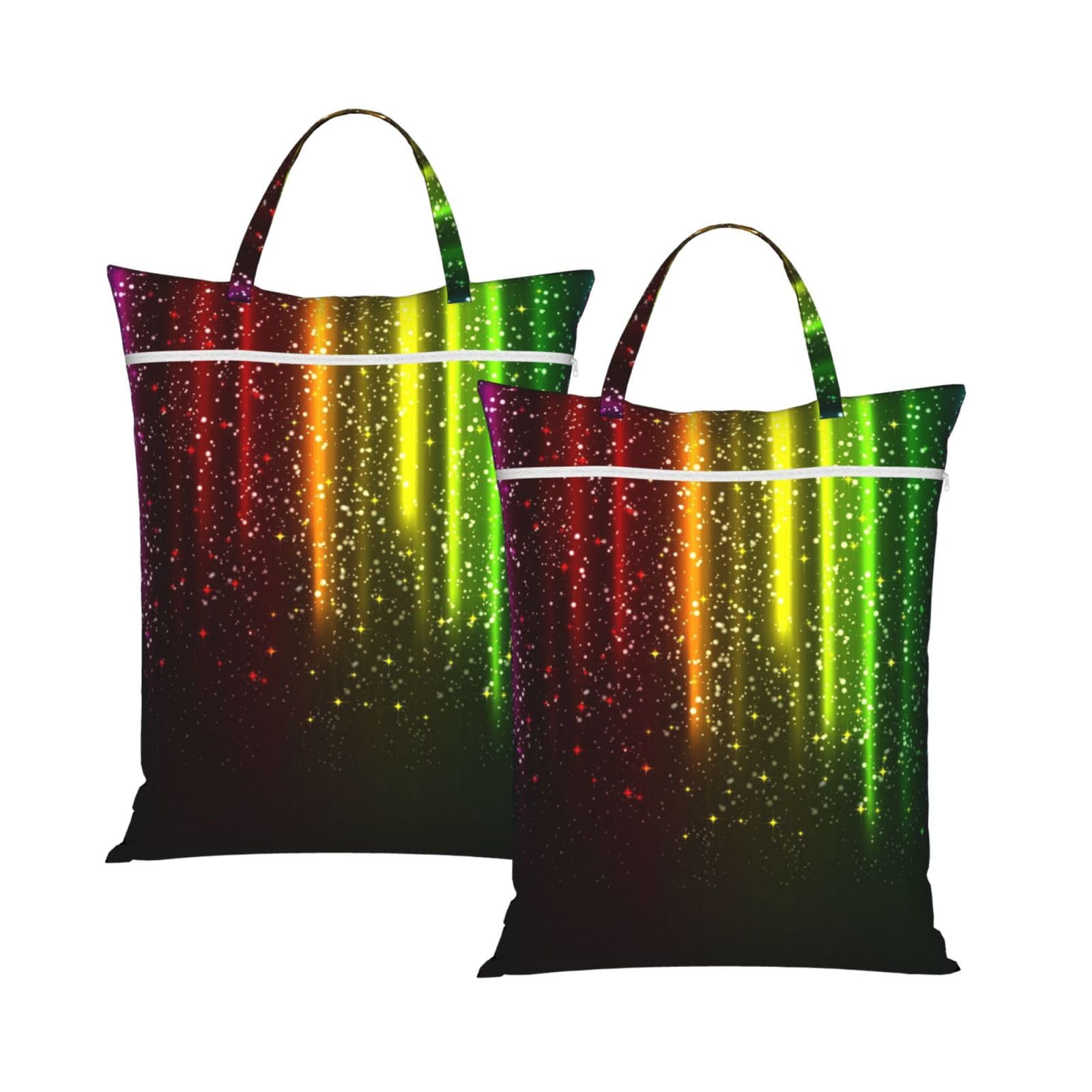 Yfsgdlbn 2Pcs Rainbow Neon Printed Travel Dirty Laundry Bag Clothes Pack Storage Basket Bag