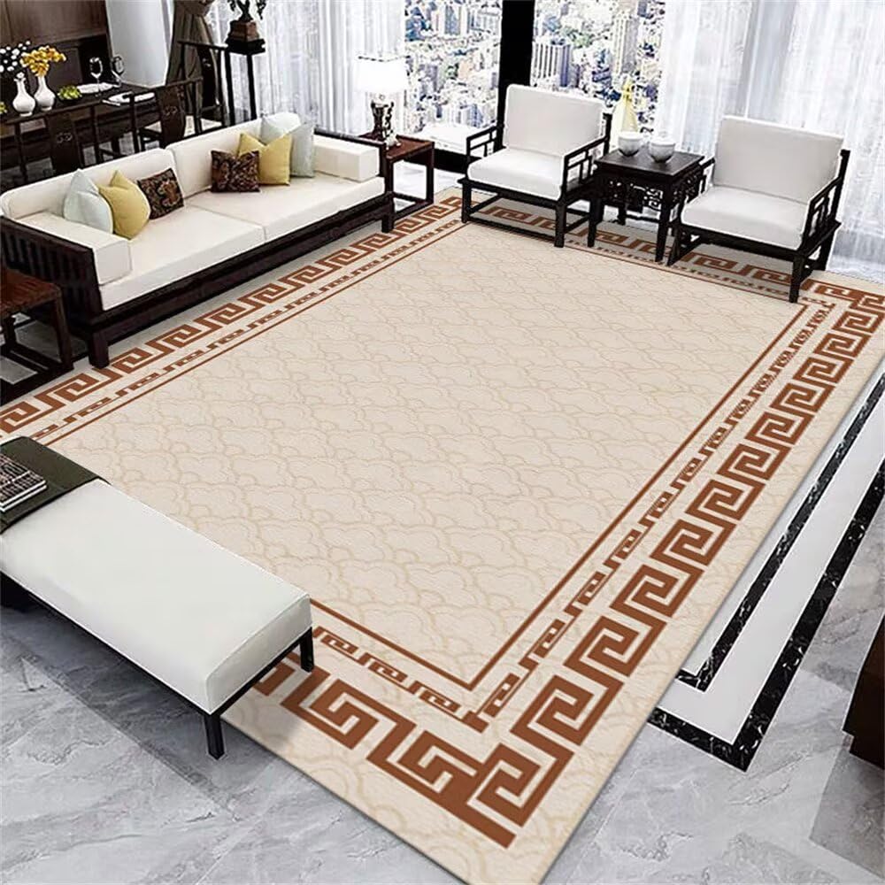 Tapis 90x150CM Kaki Rectangulaire en Parquet Marron pour Salon et Chambre Avant-Garde