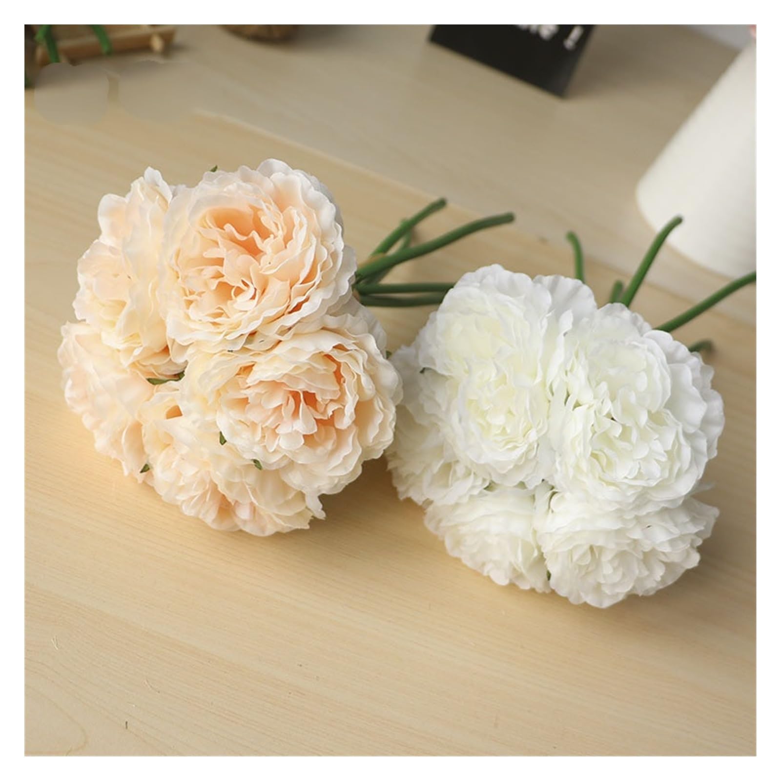 Fiori Artificiali Fiore di Simulazione Bouquet da Sposa Fiore di peonia di Seta Fiore Finto di Seta Artificiale Fatto a Mano Decorazione di Nozze 5 Palline di peonia Artificiale Falso(Pink)