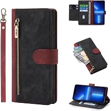 Applicable IQOO 12 Pro 5G Case Notebook Type Luxury PU Leather Wallet Type Cover Folio Case Tando Function Card Pocket Storage Case Stylish Zipper Type Coin Purse Full Protection Shock