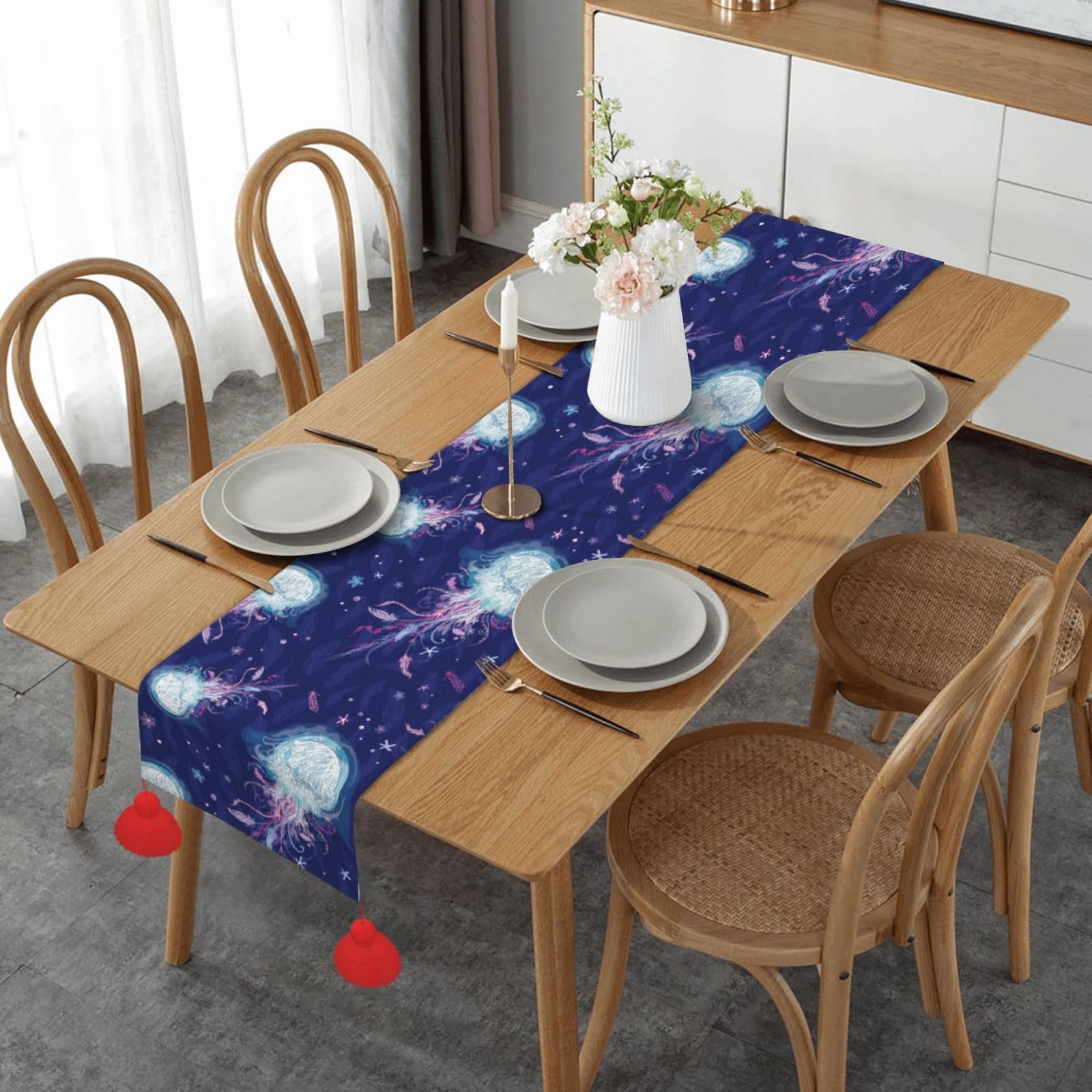 Chemin de table de Noël pour cuisine et repas de fête en extérieur